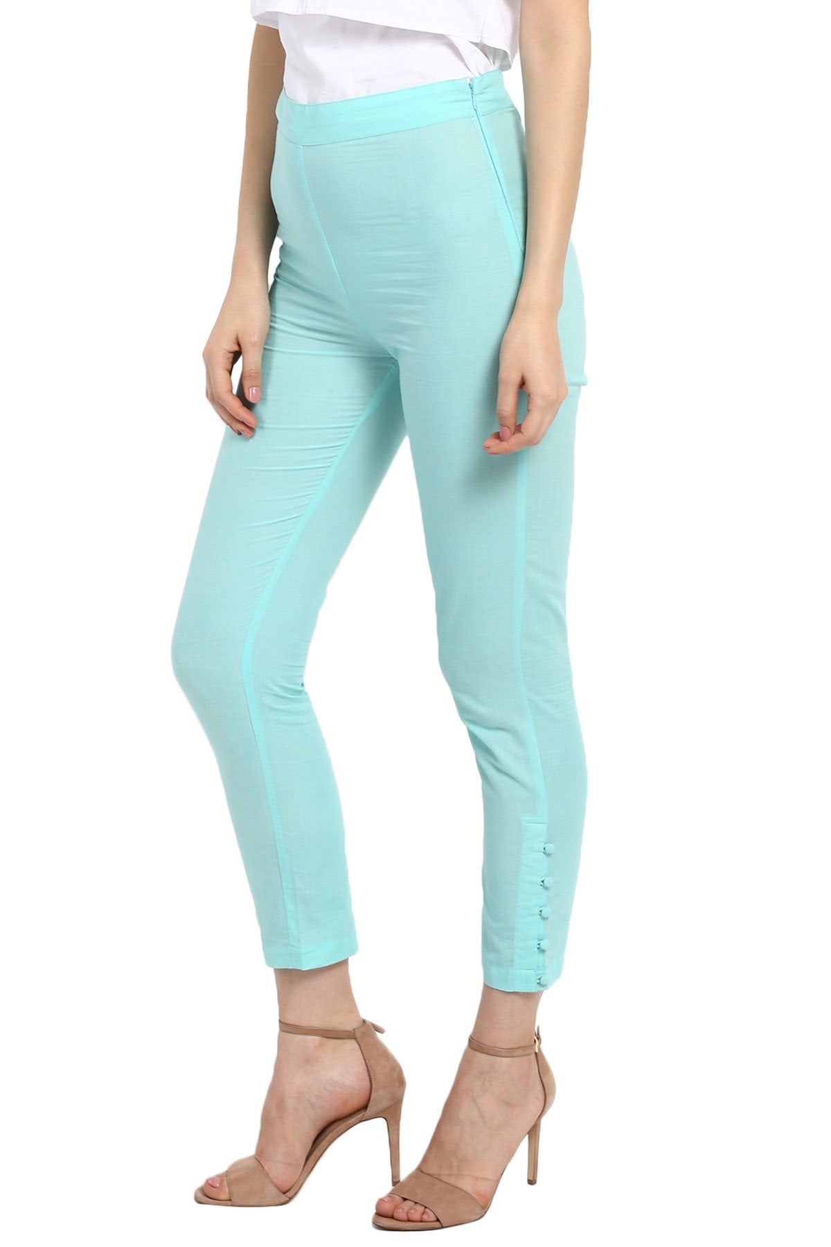 Women's Blue Pencil Pants - SASSAFRAS