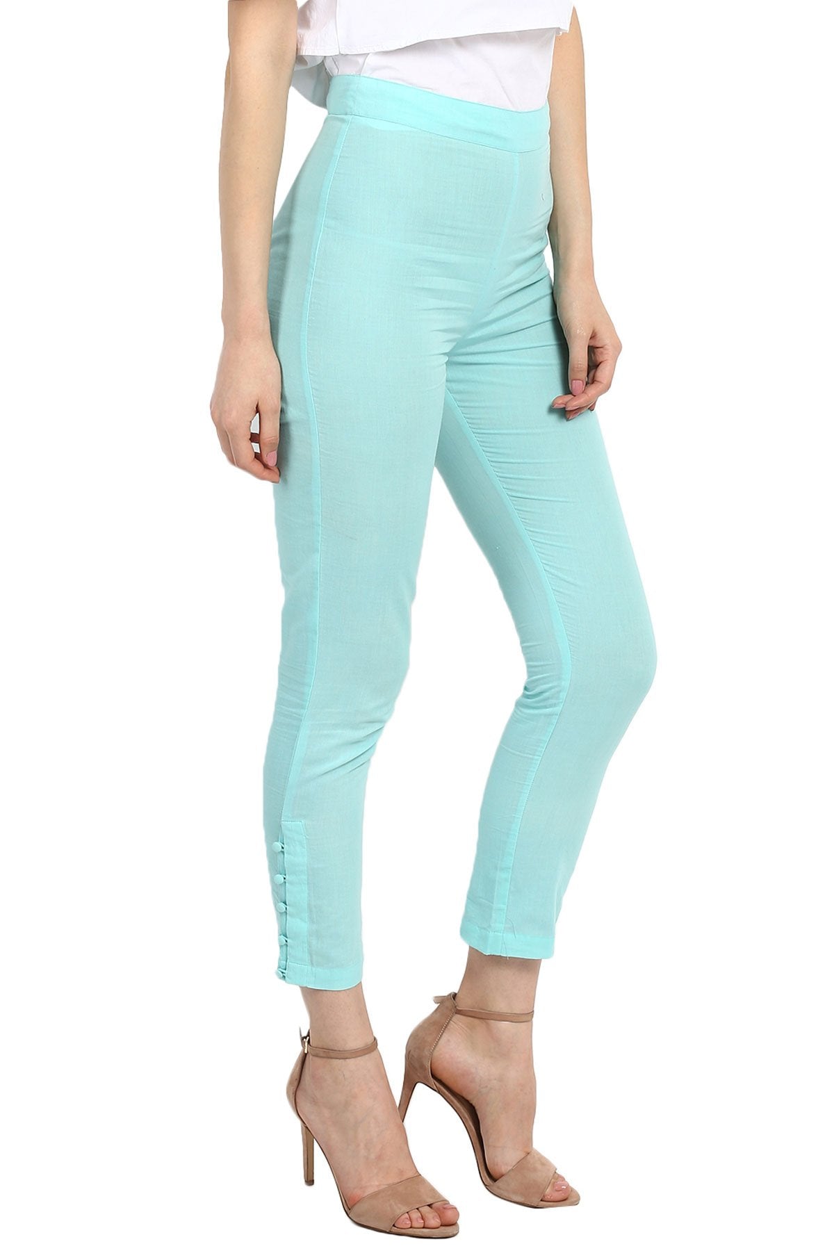 Women's Blue Pencil Pants - SASSAFRAS