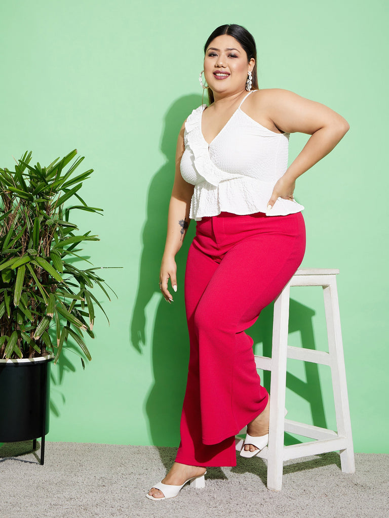 Women's Fuchsia Bell Bottom Pants