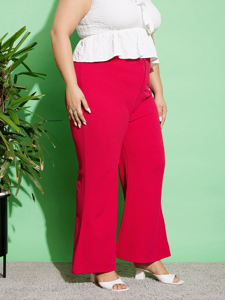 Women's Fuchsia Bell Bottom Pants