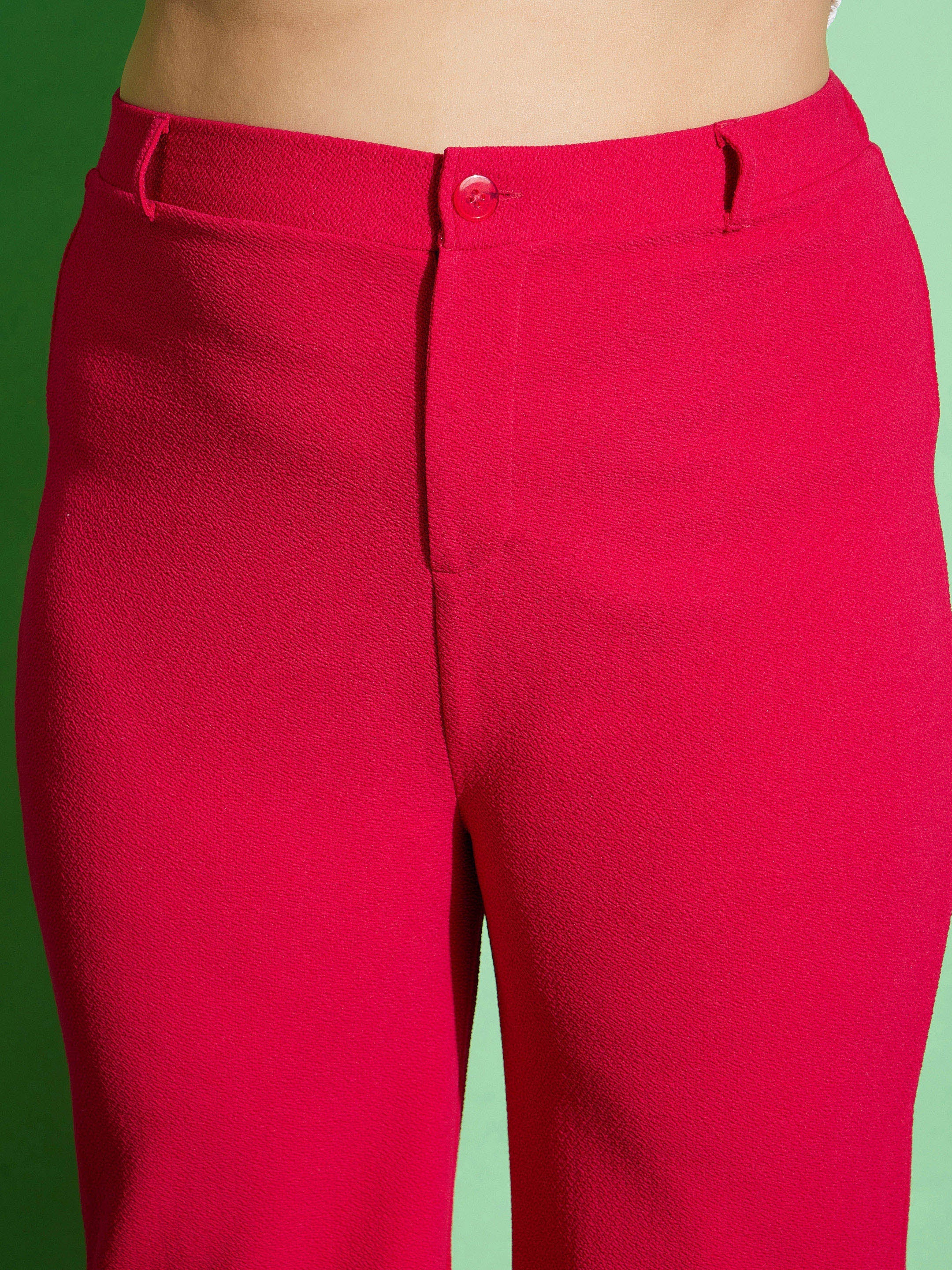 Women's Fuchsia Bell Bottom Pants - SASSAFRAS