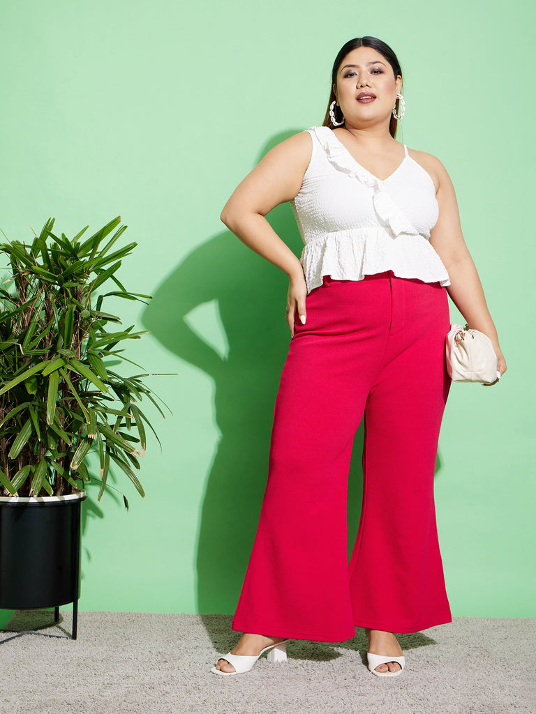 Women's Fuchsia Bell Bottom Pants