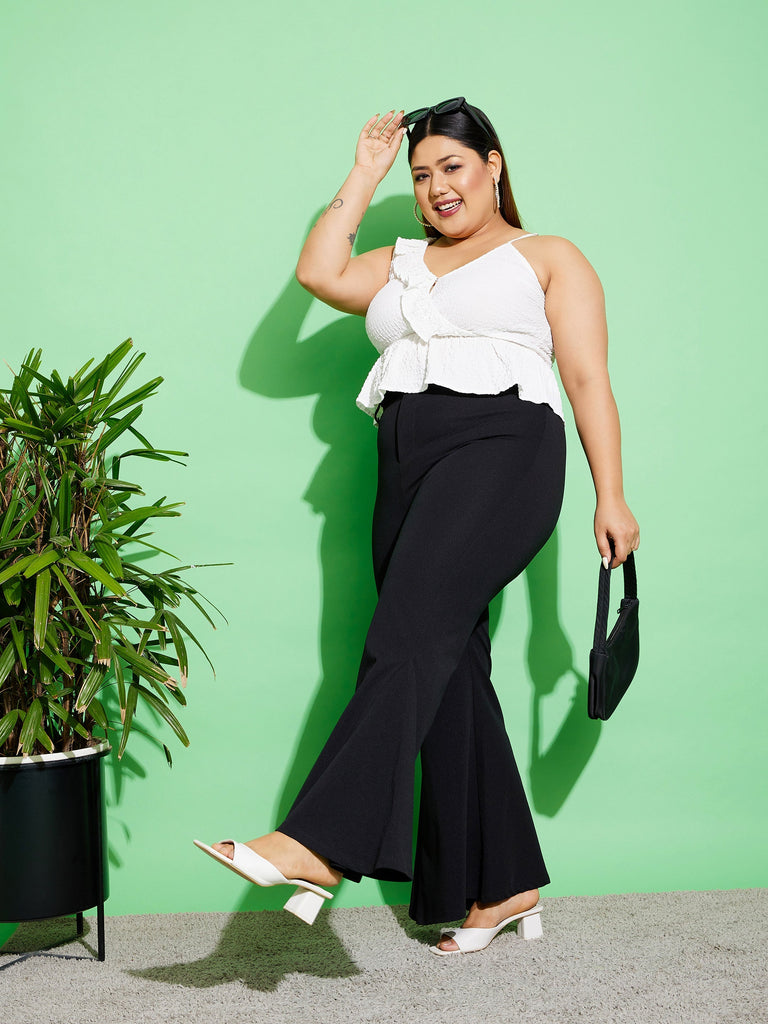 Women's Black Kick Pleats Pants