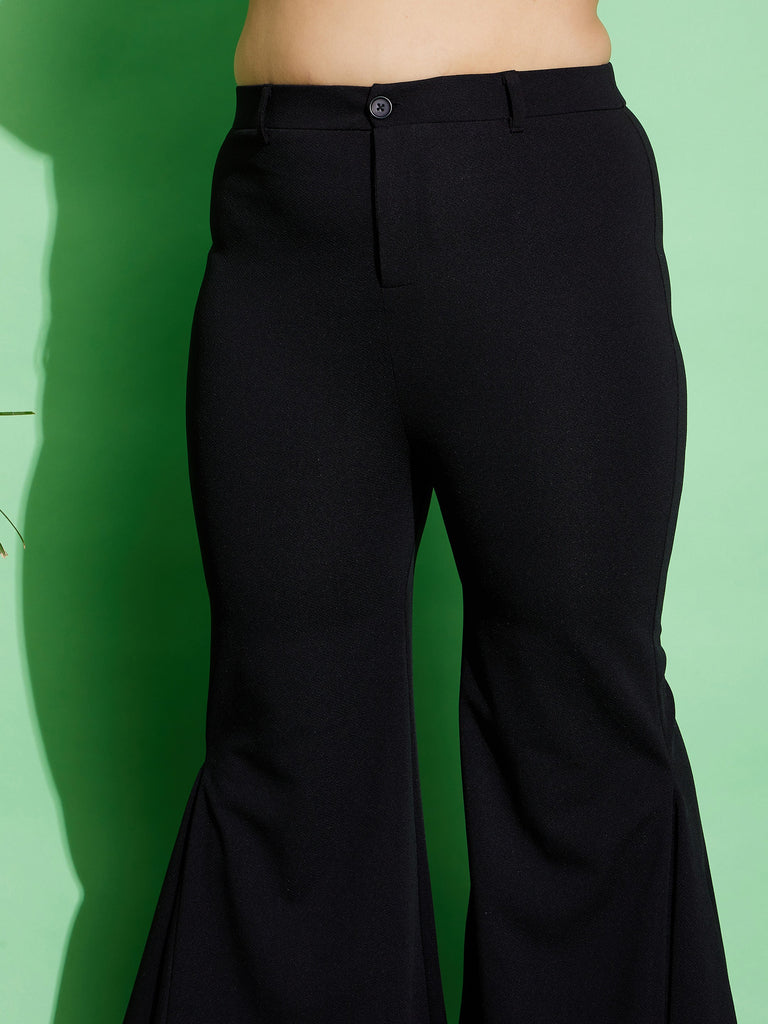 Women's Black Kick Pleats Pants