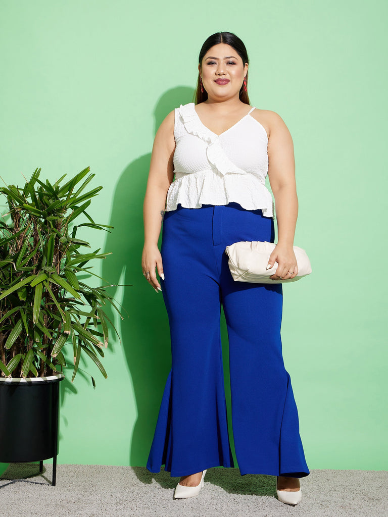 Women's Royal Blue Kick Pleats Pants