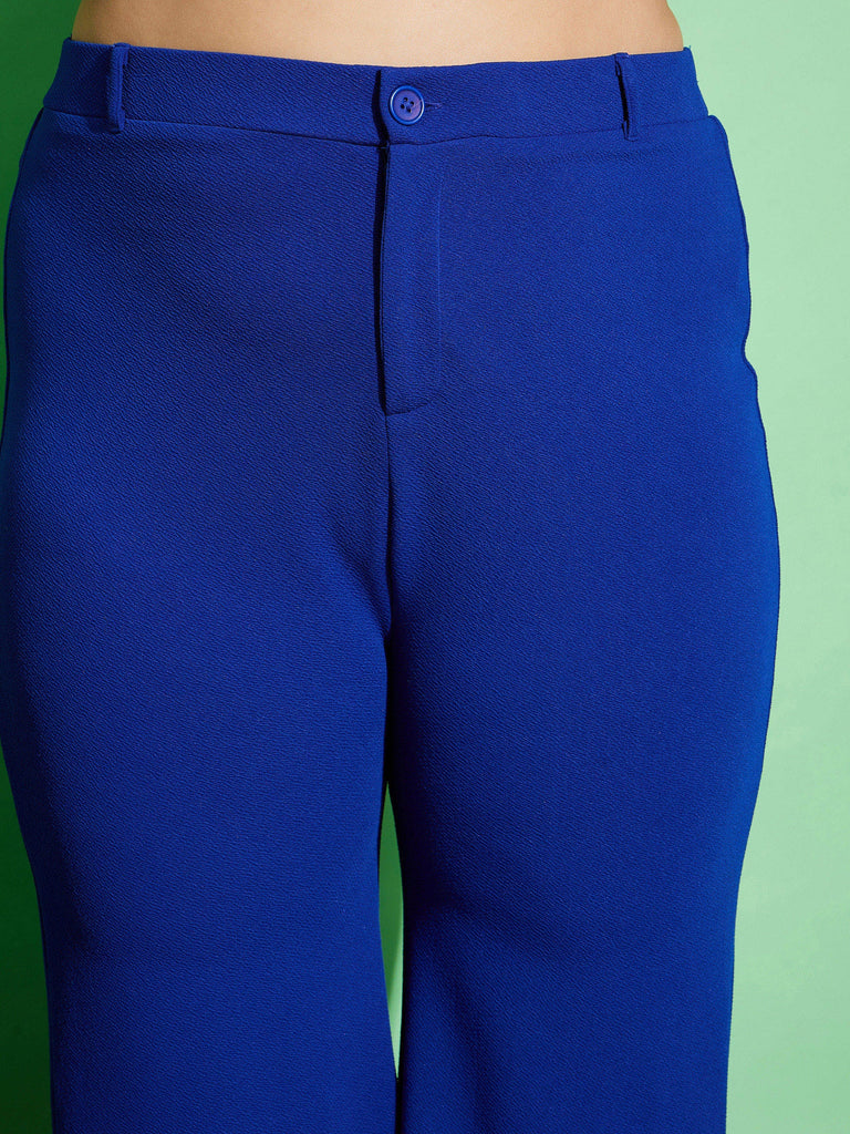 Women's Royal Blue Kick Pleats Pants