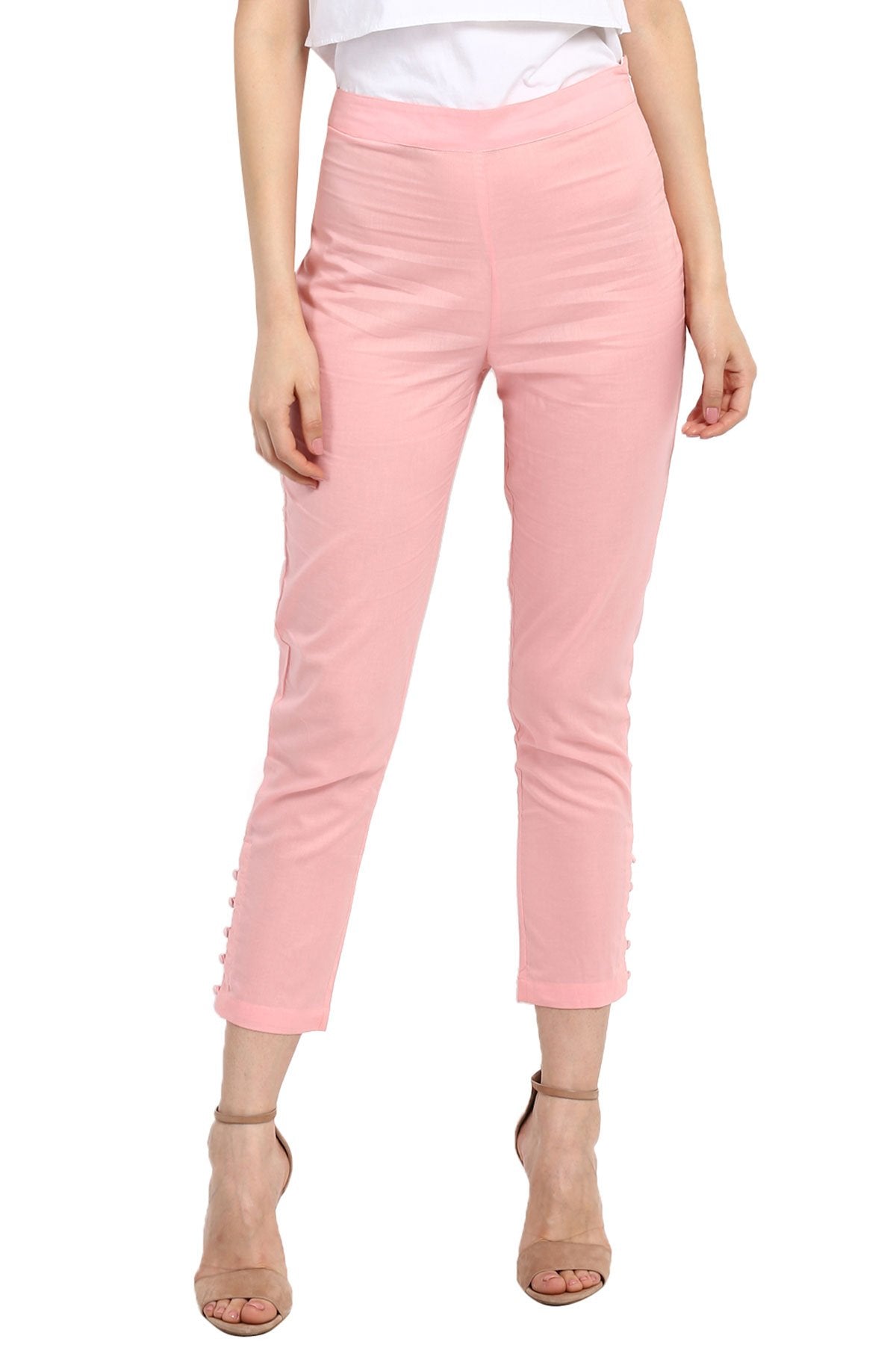 Women's Pink Pencil Pants - SASSAFRAS