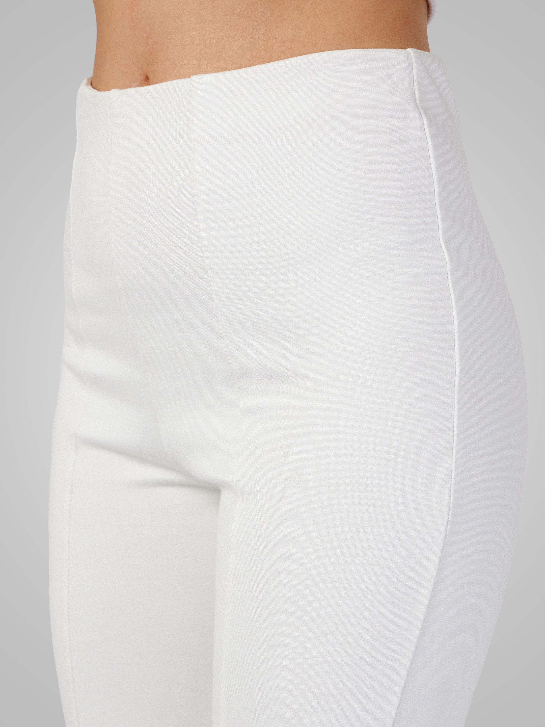 Women's White Roma Front Slit Bell Bottom Pants - Lyush