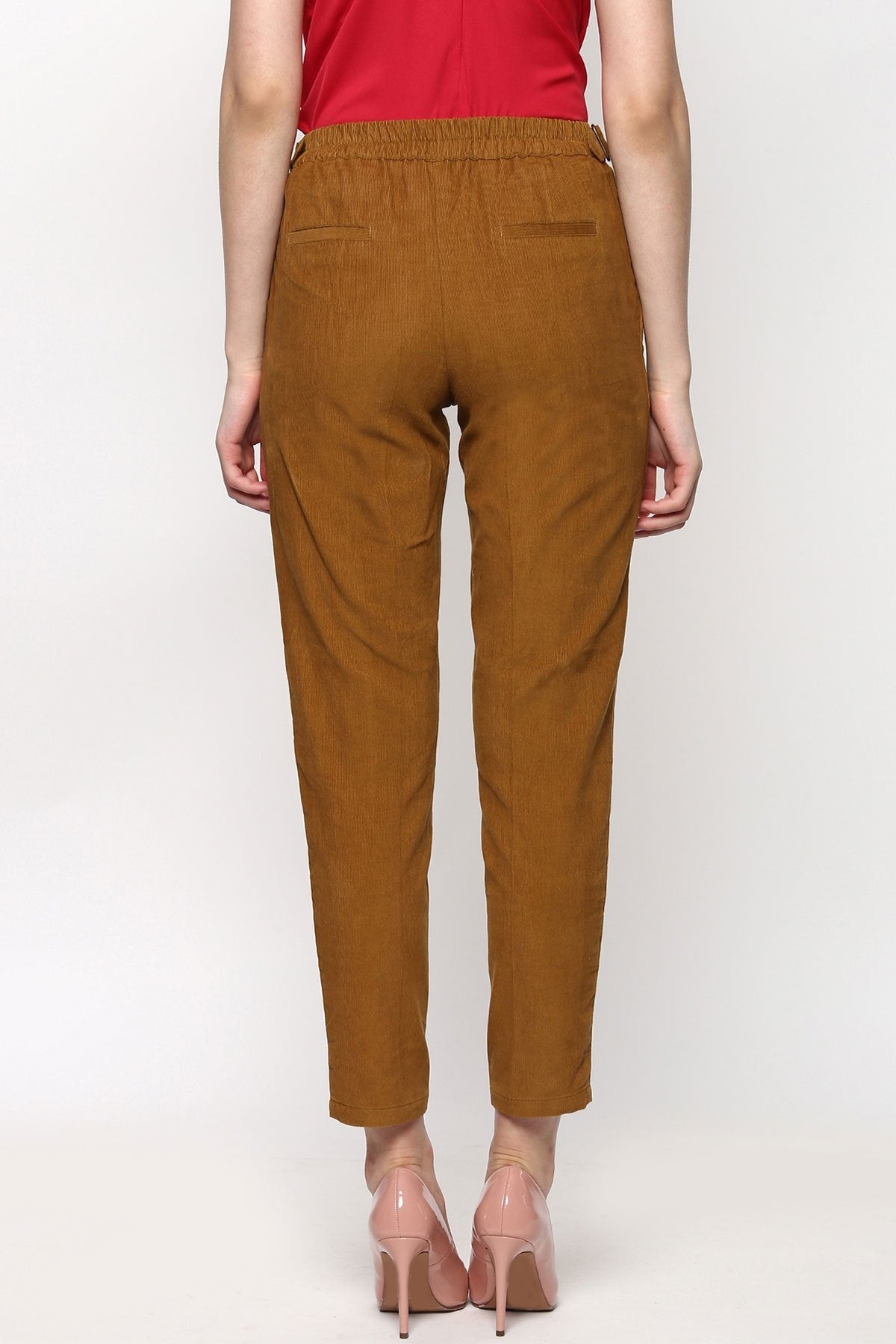 Women's Brown Corduroy Slim Pants - SASSAFRAS