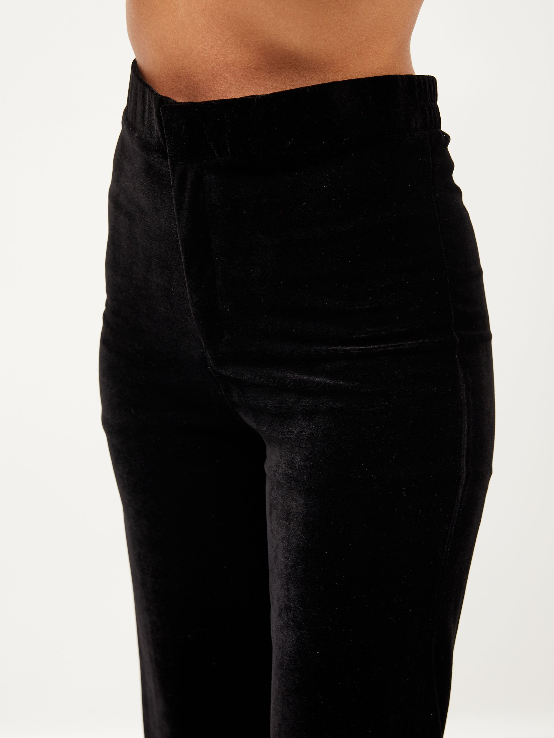 Women's Black Velvet Bell Bottom Pants - Lyush