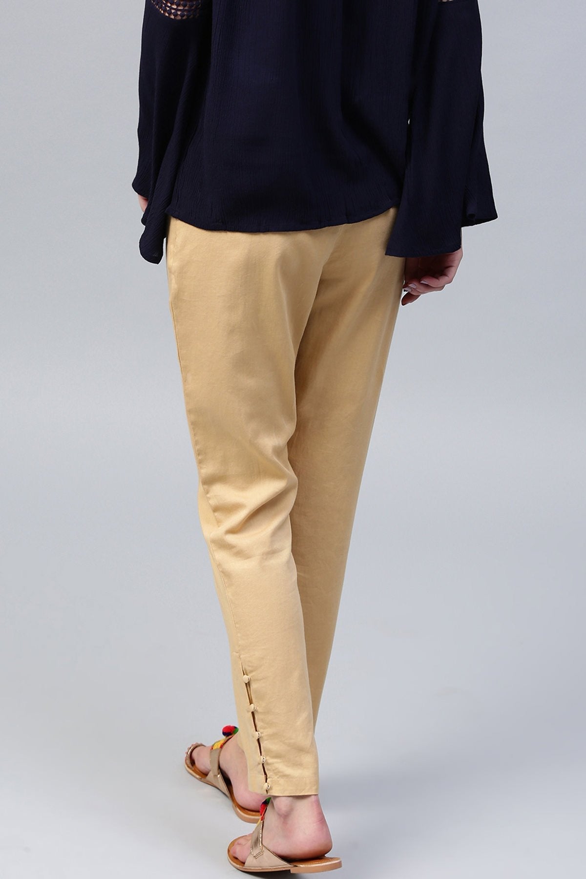 Women's Beige Pencil Pants - SASSAFRAS