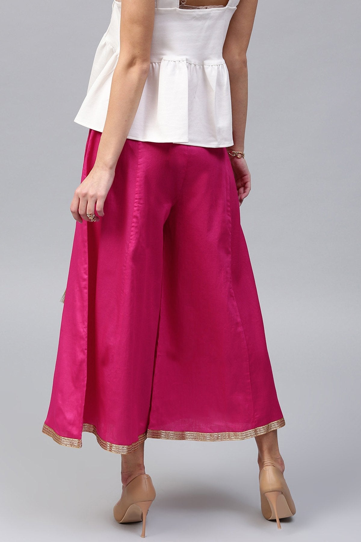 Women's Fuschia Flared Pants - SASSAFRAS