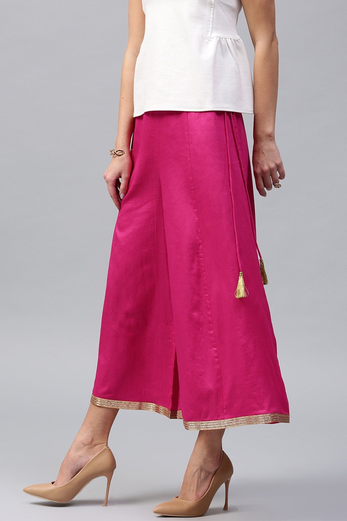 Women's Fuschia Flared Pants - SASSAFRAS