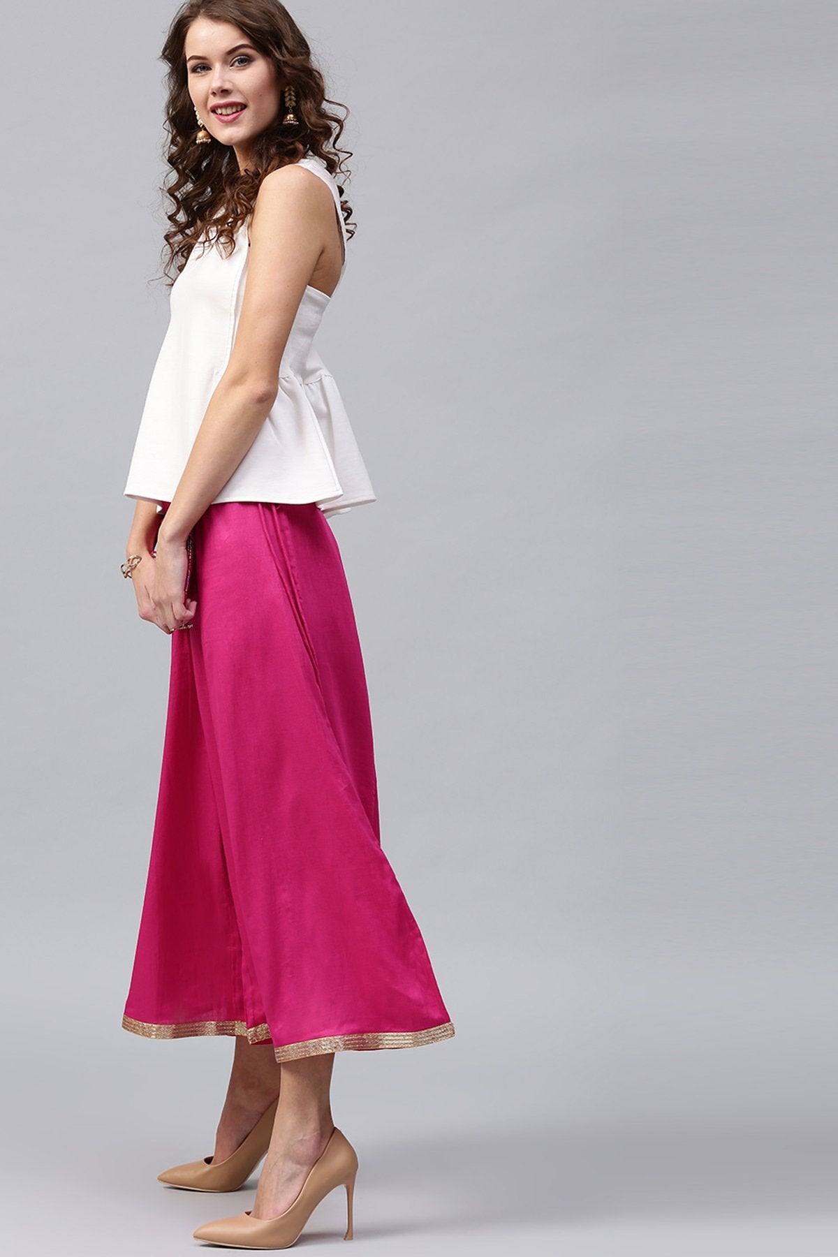 Women's Fuschia Flared Pants - SASSAFRAS