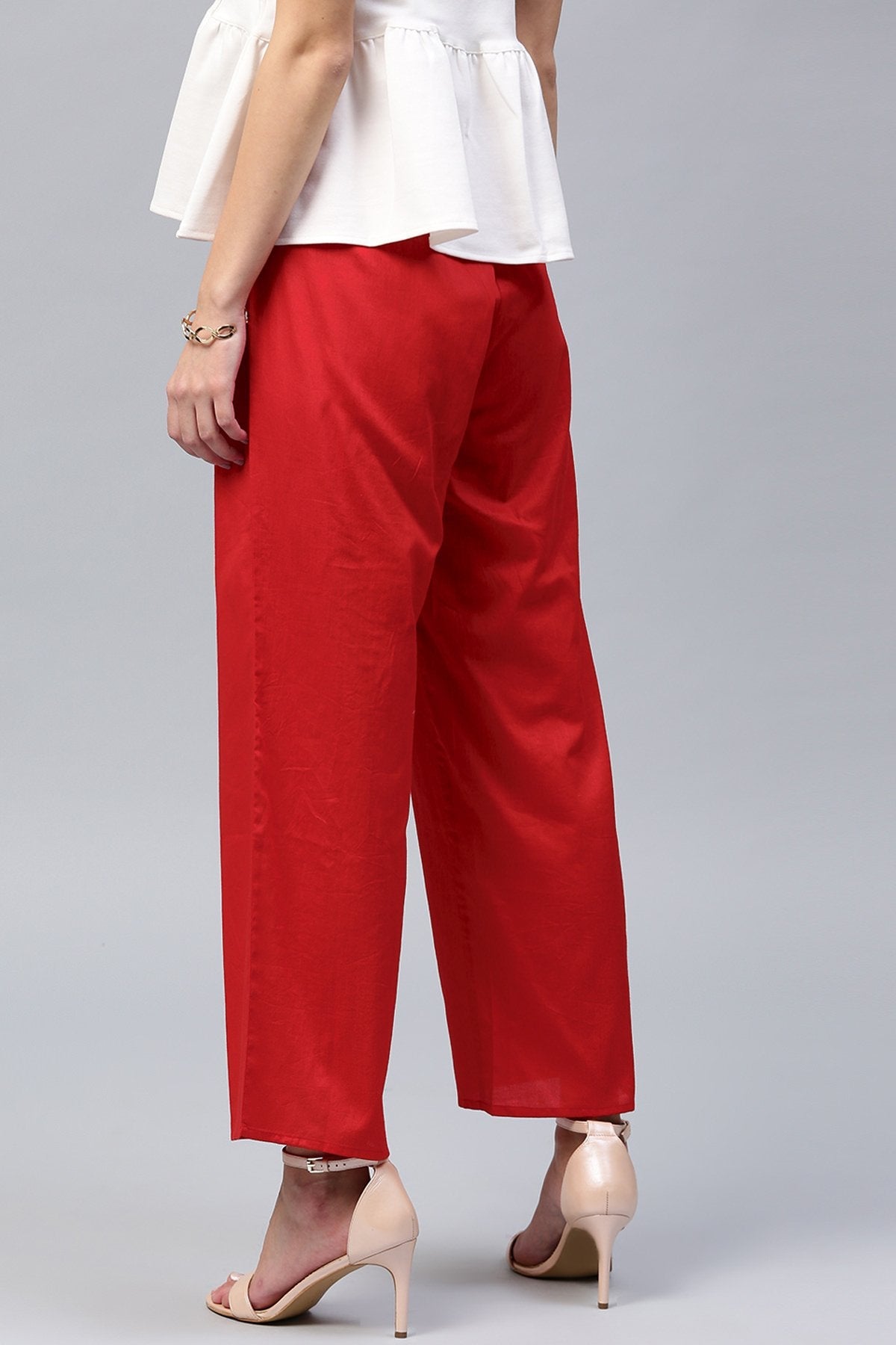 Women's Red Palazzos - SASSAFRAS