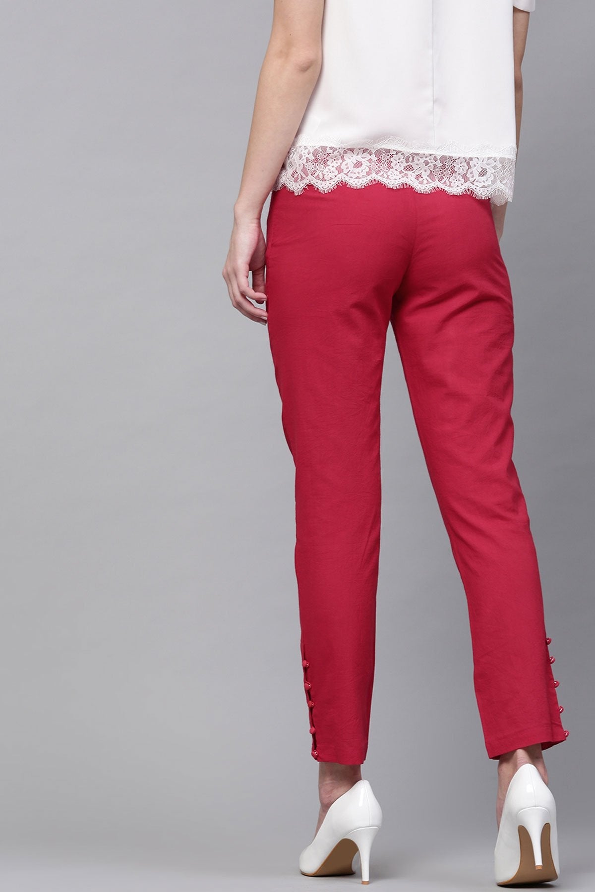 Women's Maroon Pencil Pants - SASSAFRAS