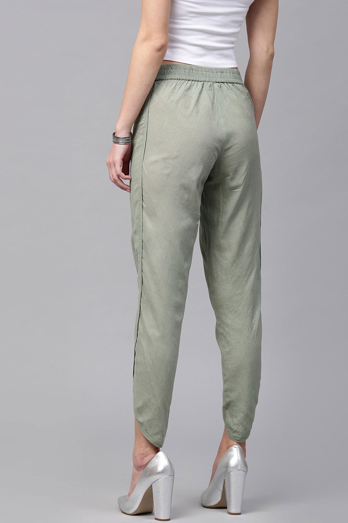 Women's Olive Dhoti Pants - SASSAFRAS