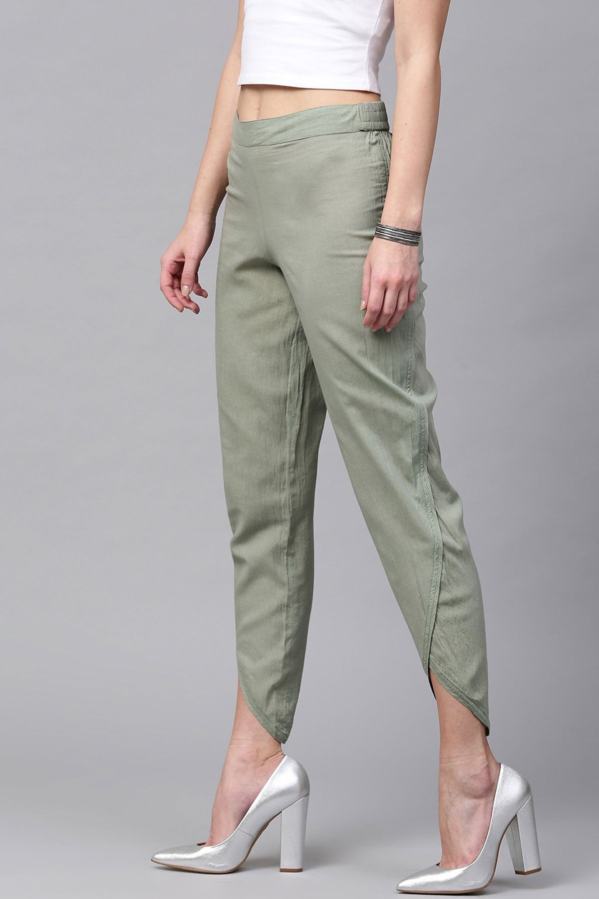 Women's Olive Dhoti Pants - SASSAFRAS