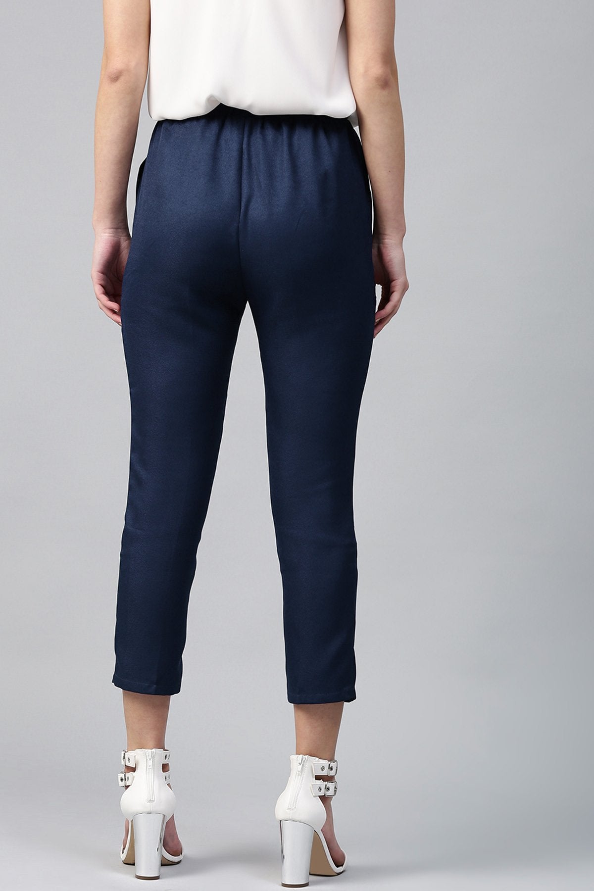 Women's Navy Tapered Peg Pants - SASSAFRAS