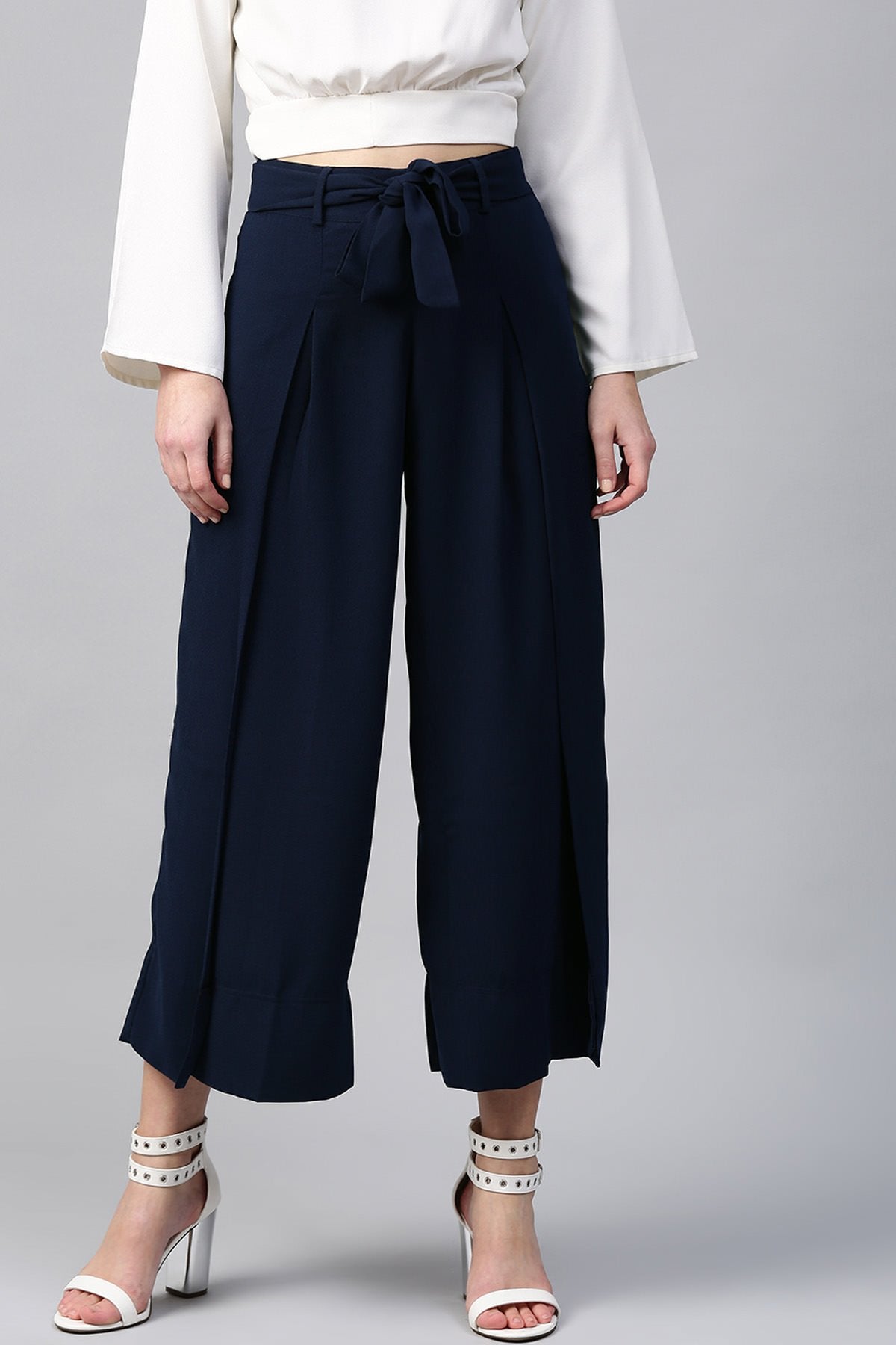 Women's Navy Wrap Pants - SASSAFRAS