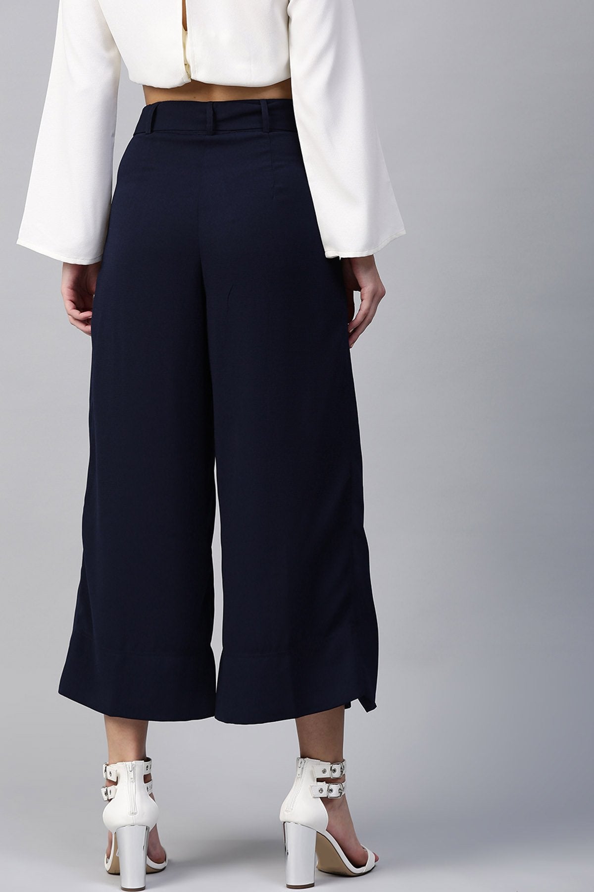 Women's Navy Wrap Pants - SASSAFRAS