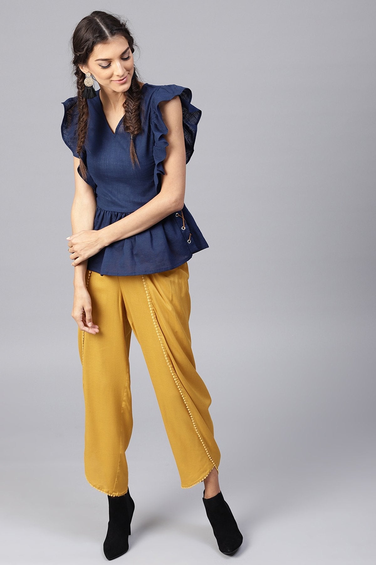 Women's Mustard Dhoti Ethnic Pants - SASSAFRAS