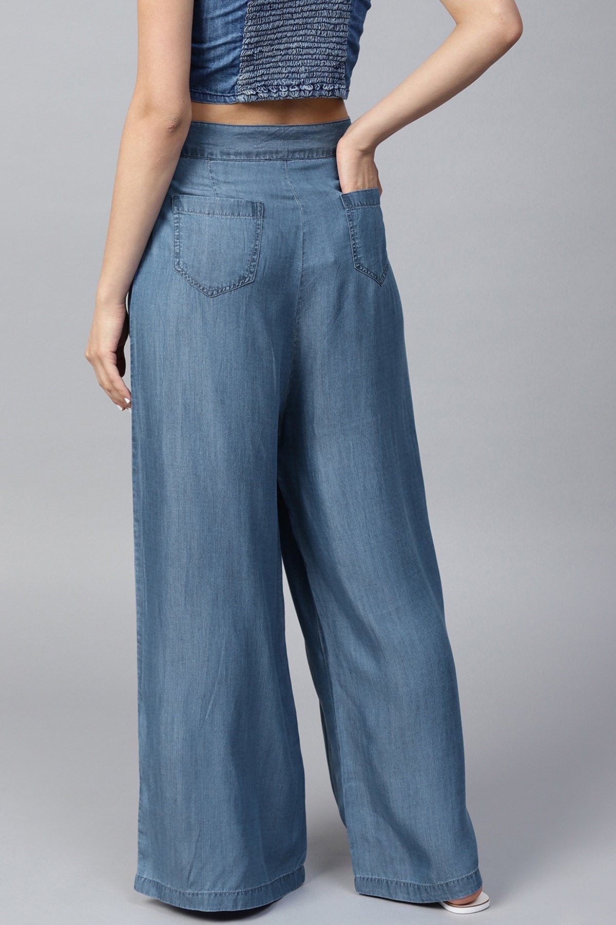 Women's Blue Denim Pants - SASSAFRAS