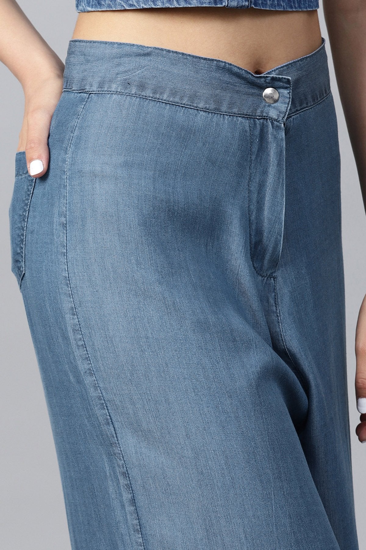 Women's Blue Denim Pants - SASSAFRAS