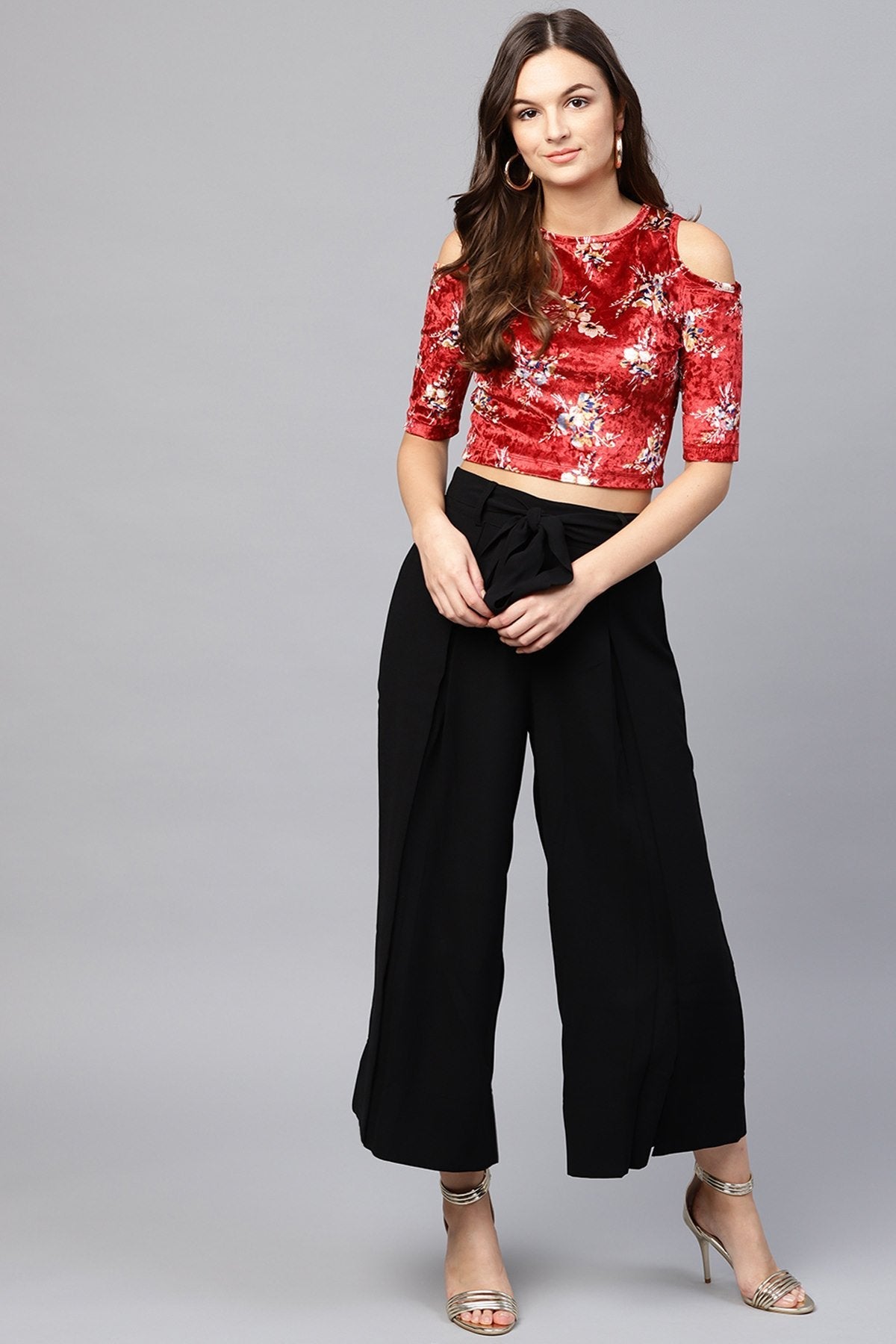 Women's Black Wrap Belted Pants - SASSAFRAS