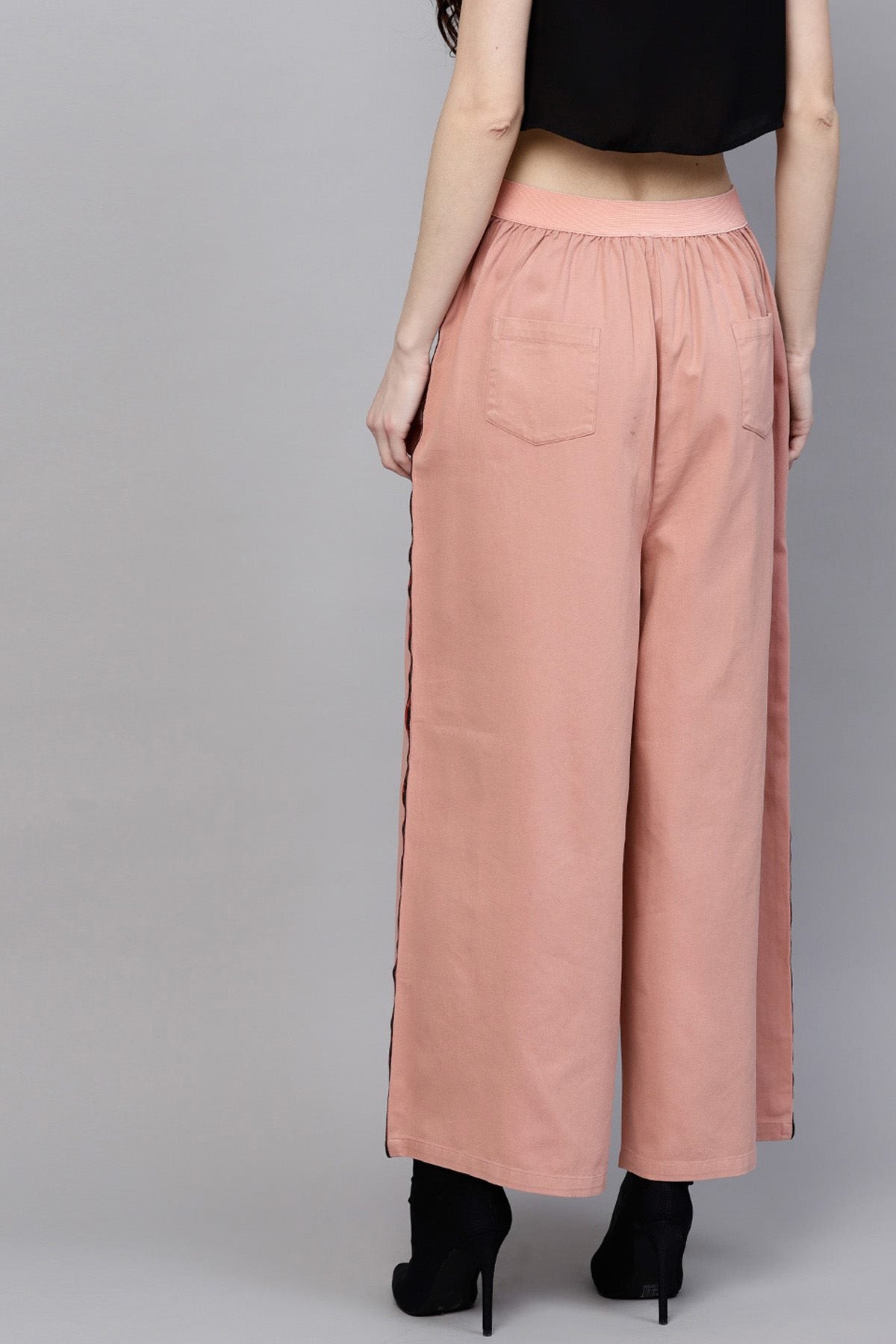 Women's Pink Denim Side Tape Pants - SASSAFRAS