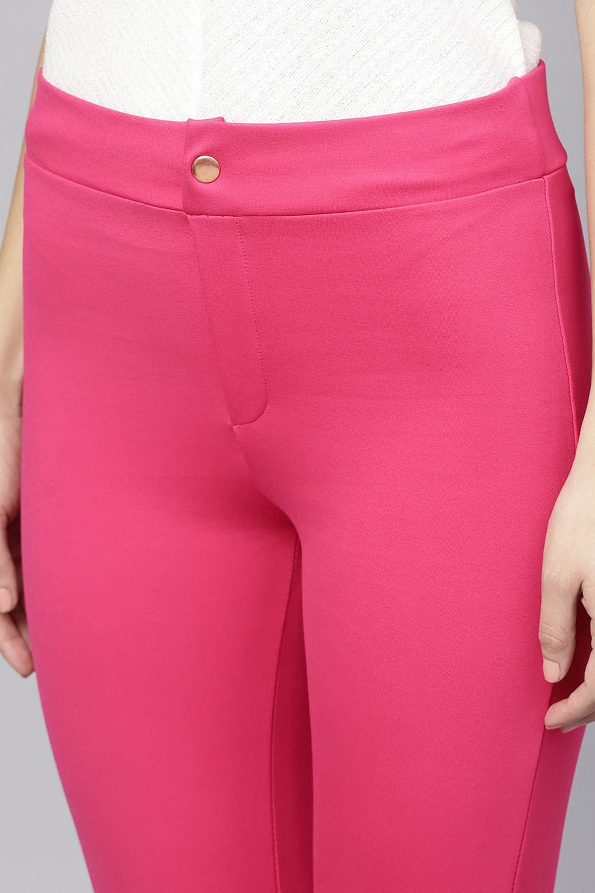 Women's Fuchsia Zipper Hem Jeggings - SASSAFRAS