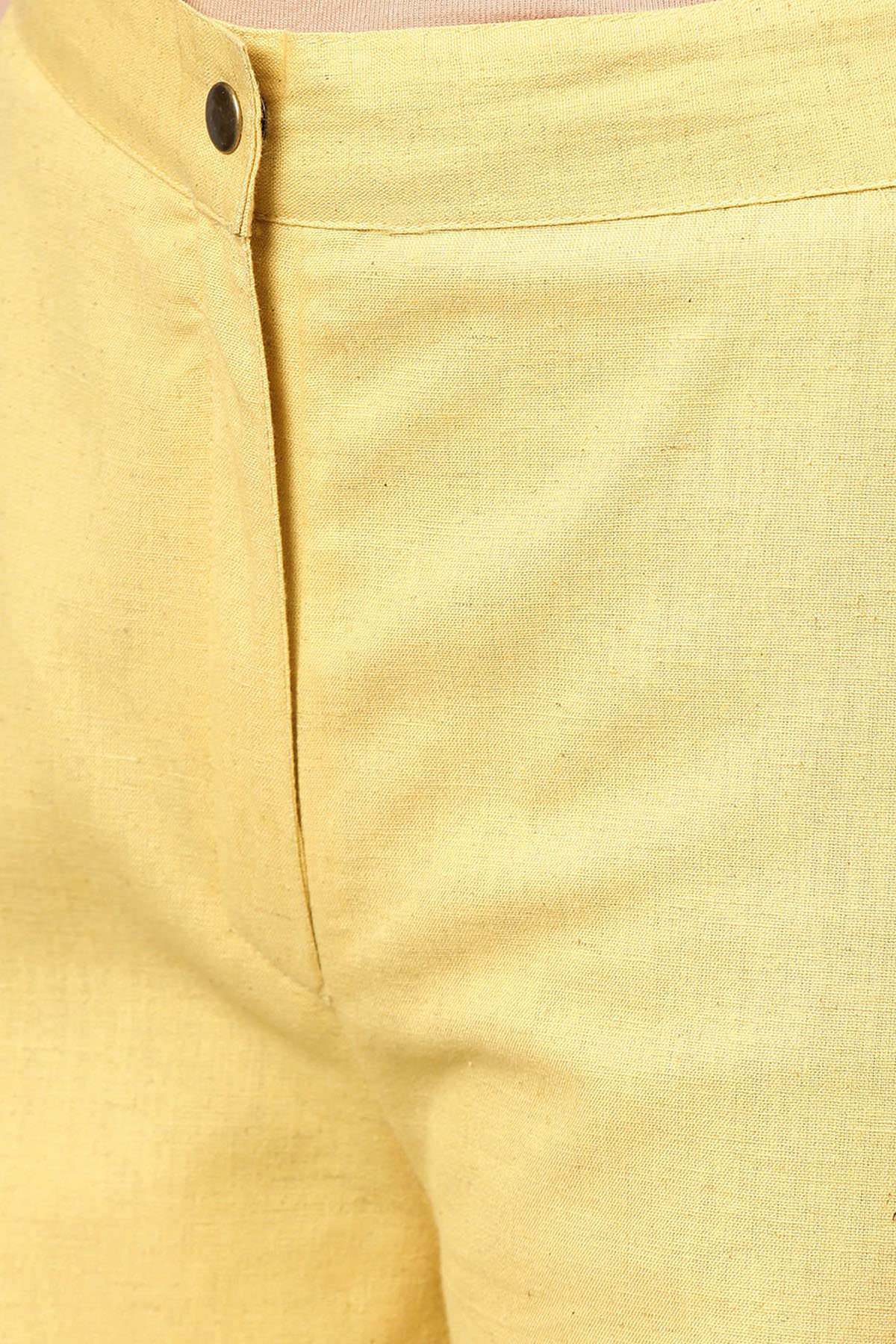 Women's Yellow Side Slit Flared Pants - SASSAFRAS