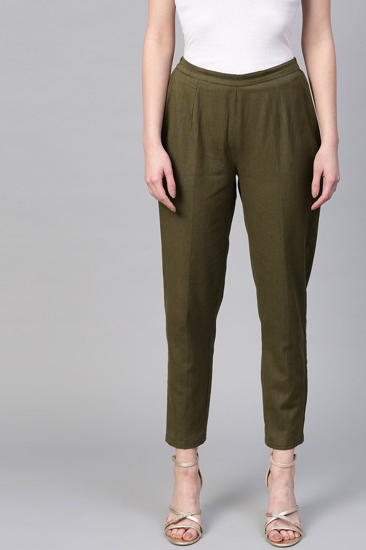 Women's Olive Pencil Pants - SASSAFRAS