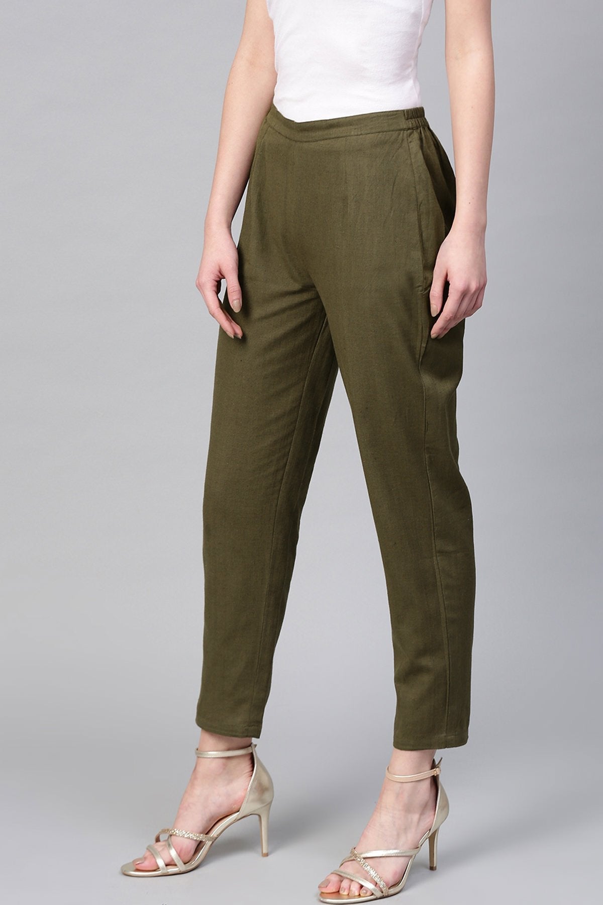 Women's Olive Pencil Pants - SASSAFRAS