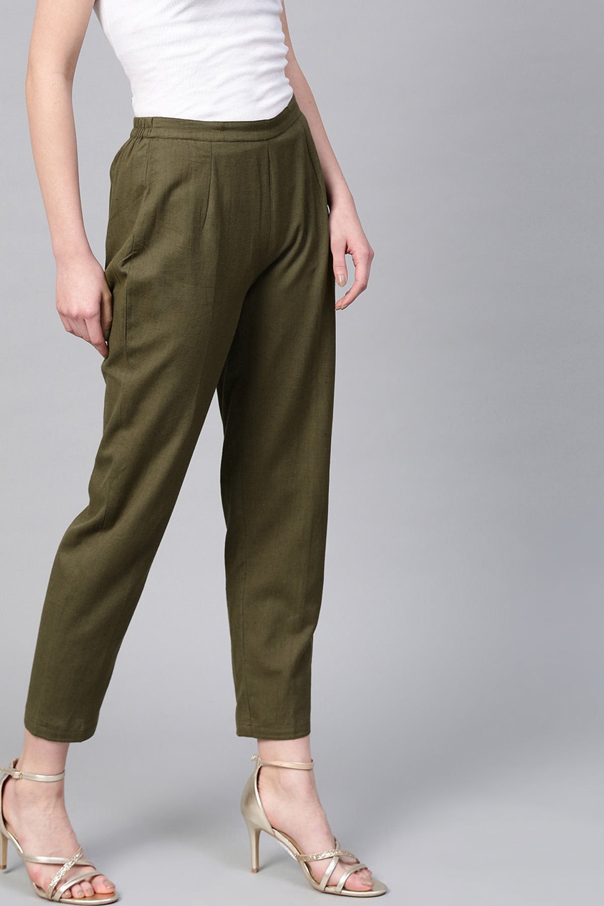 Women's Olive Pencil Pants - SASSAFRAS