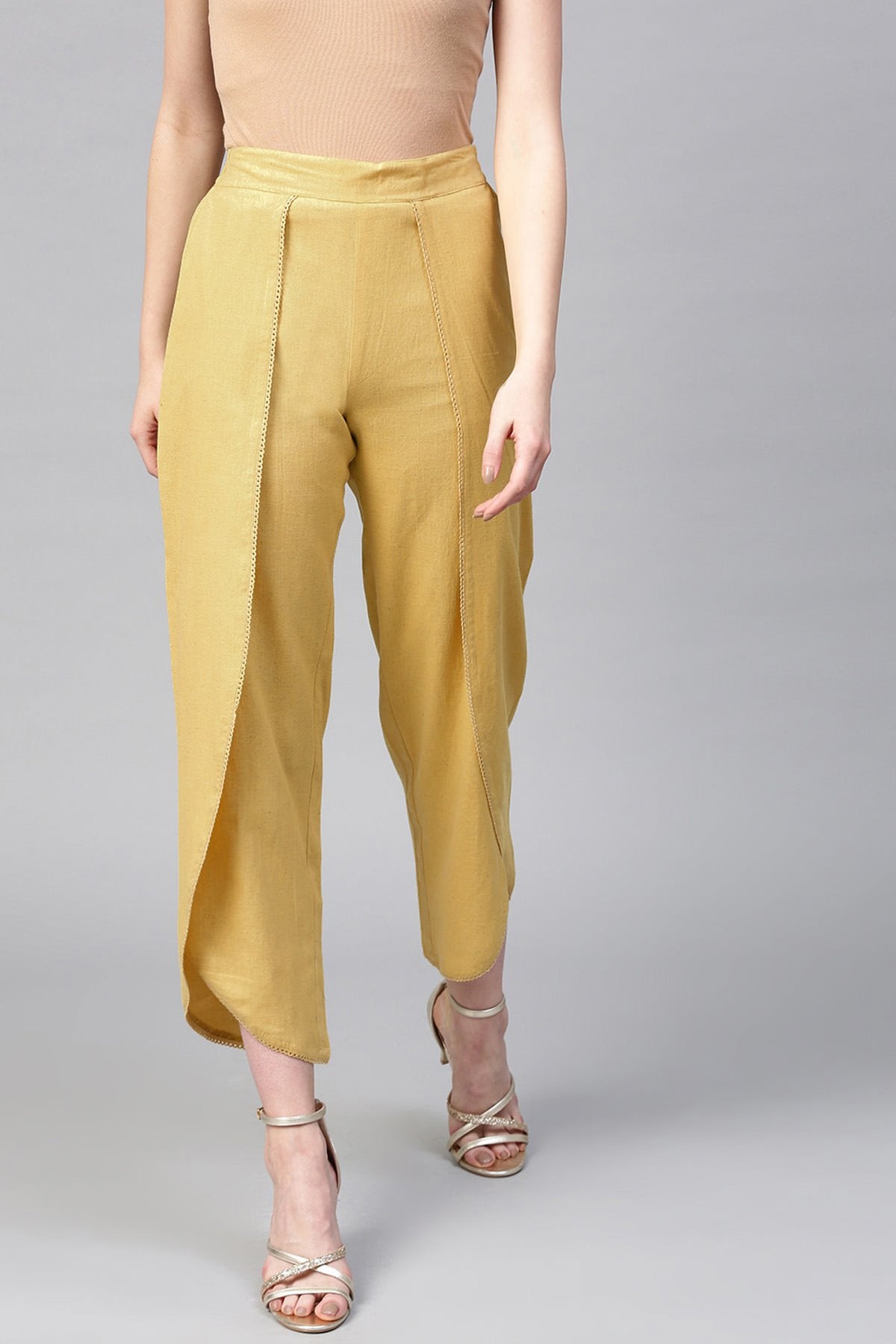 Women's Pale Yellow Dhoti Pants - SASSAFRAS