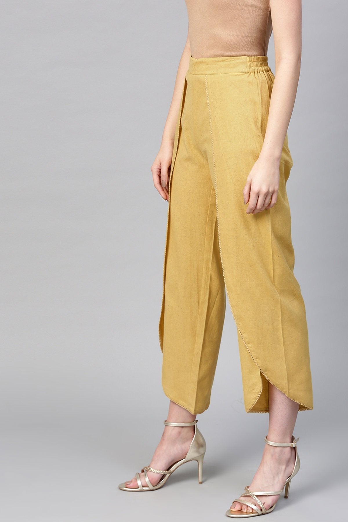 Women's Pale Yellow Dhoti Pants - SASSAFRAS