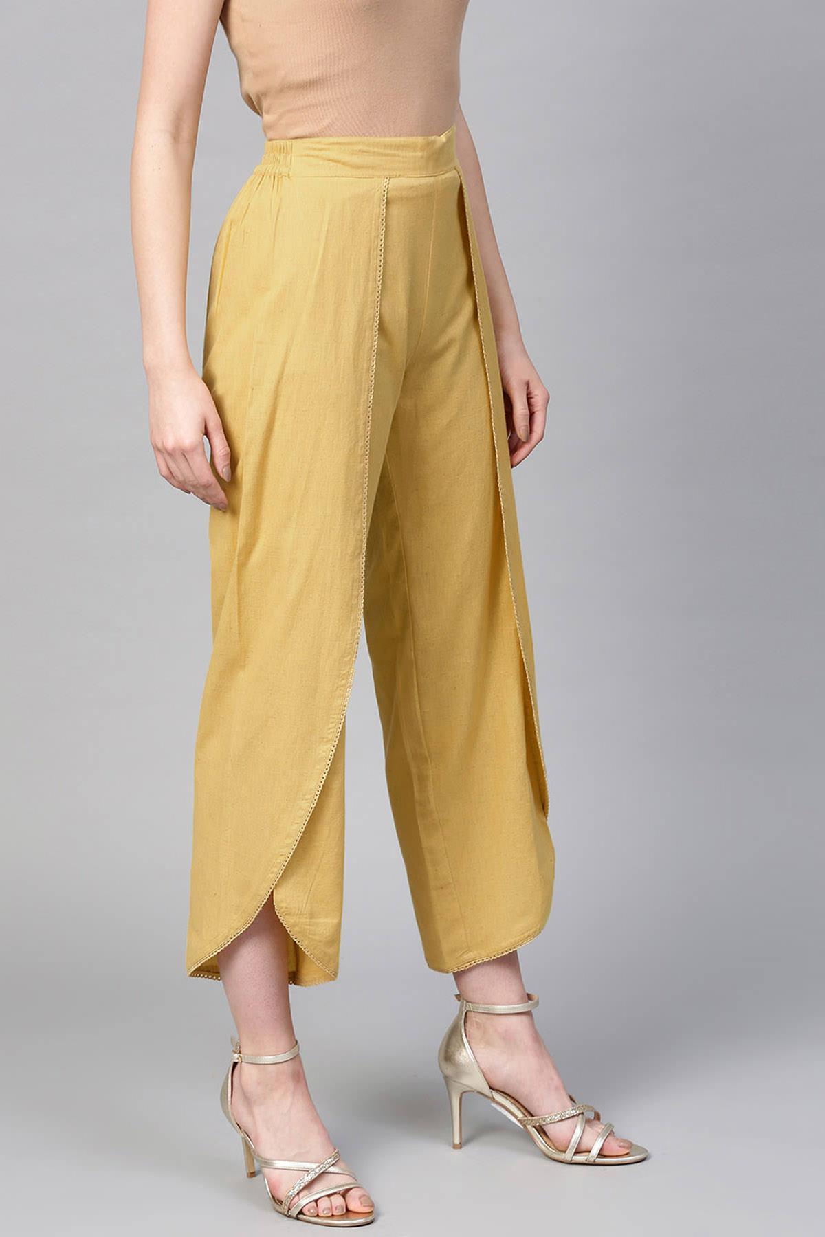 Women's Pale Yellow Dhoti Pants - SASSAFRAS