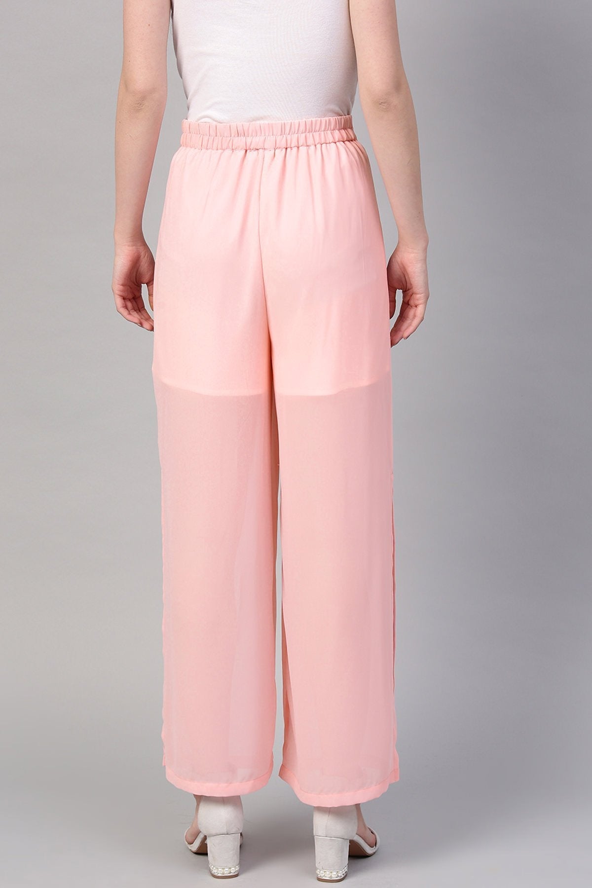 Women's Pink Side Slit Pants - SASSAFRAS