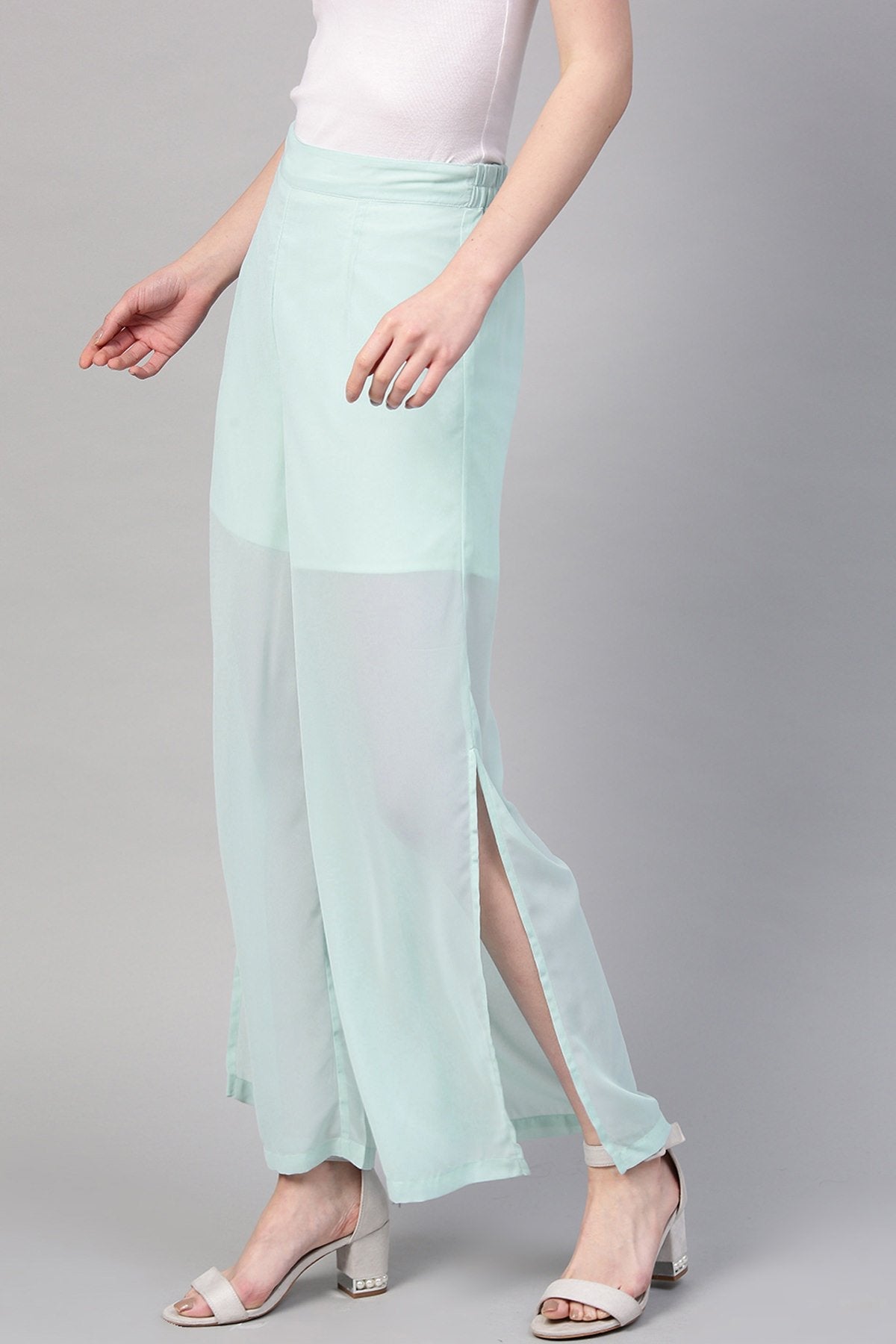 Women's Aqua Side Slit Pants - SASSAFRAS