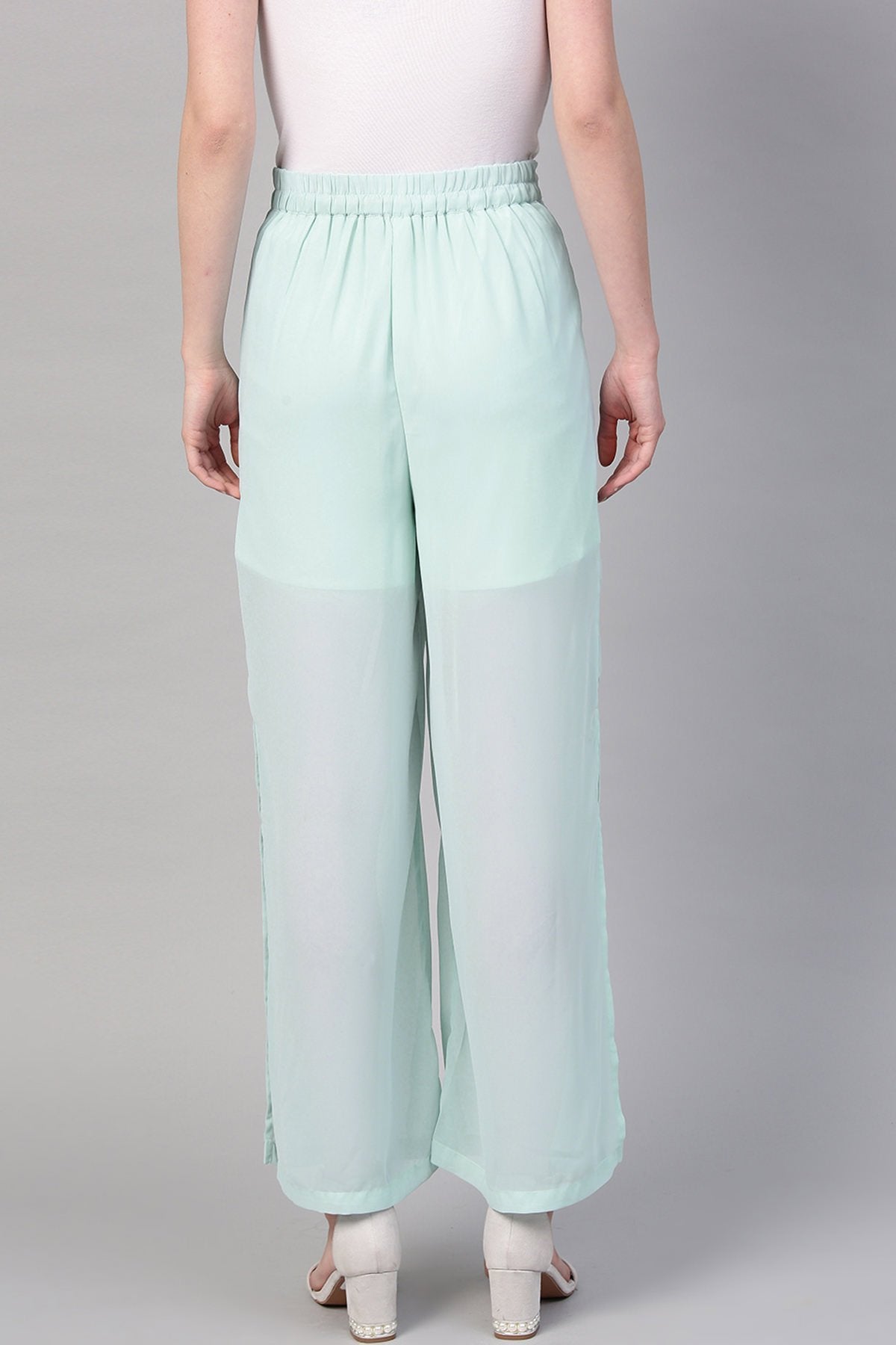 Women's Aqua Side Slit Pants - SASSAFRAS