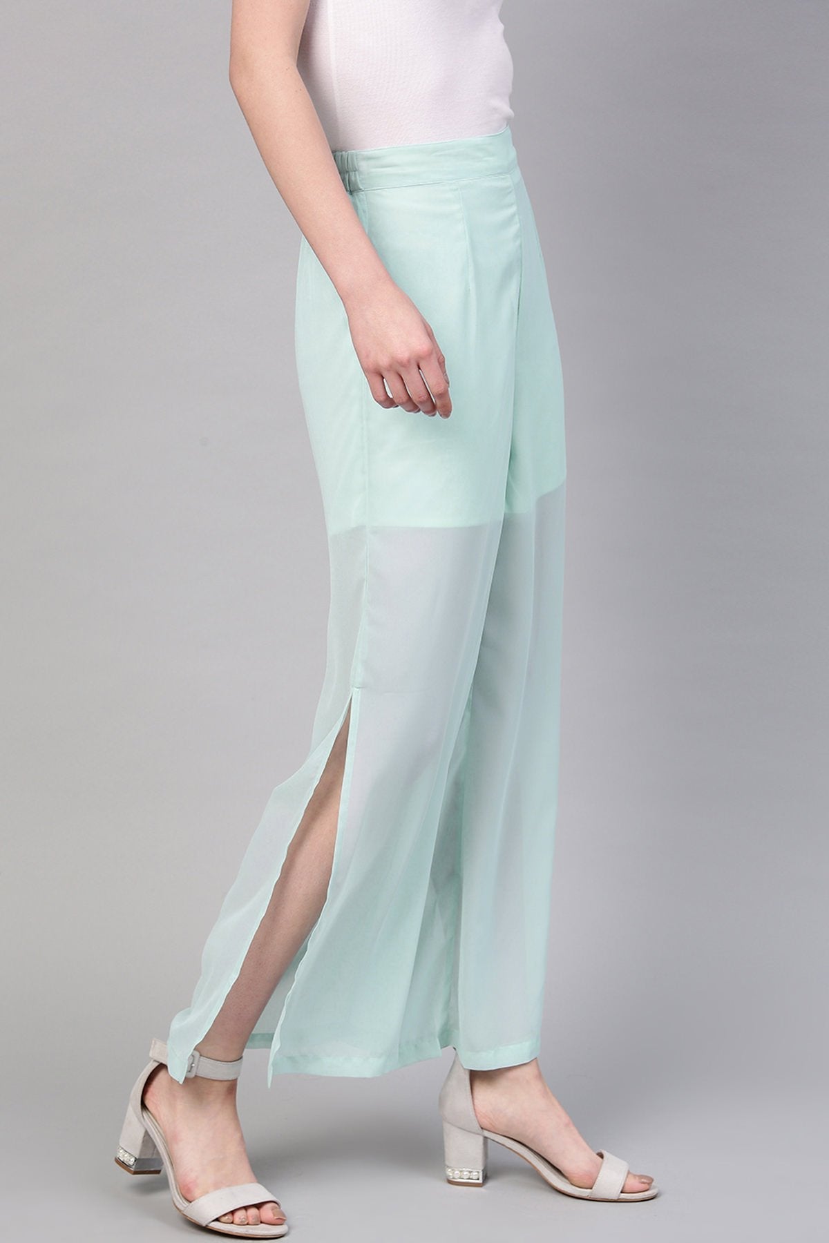 Women's Aqua Side Slit Pants - SASSAFRAS