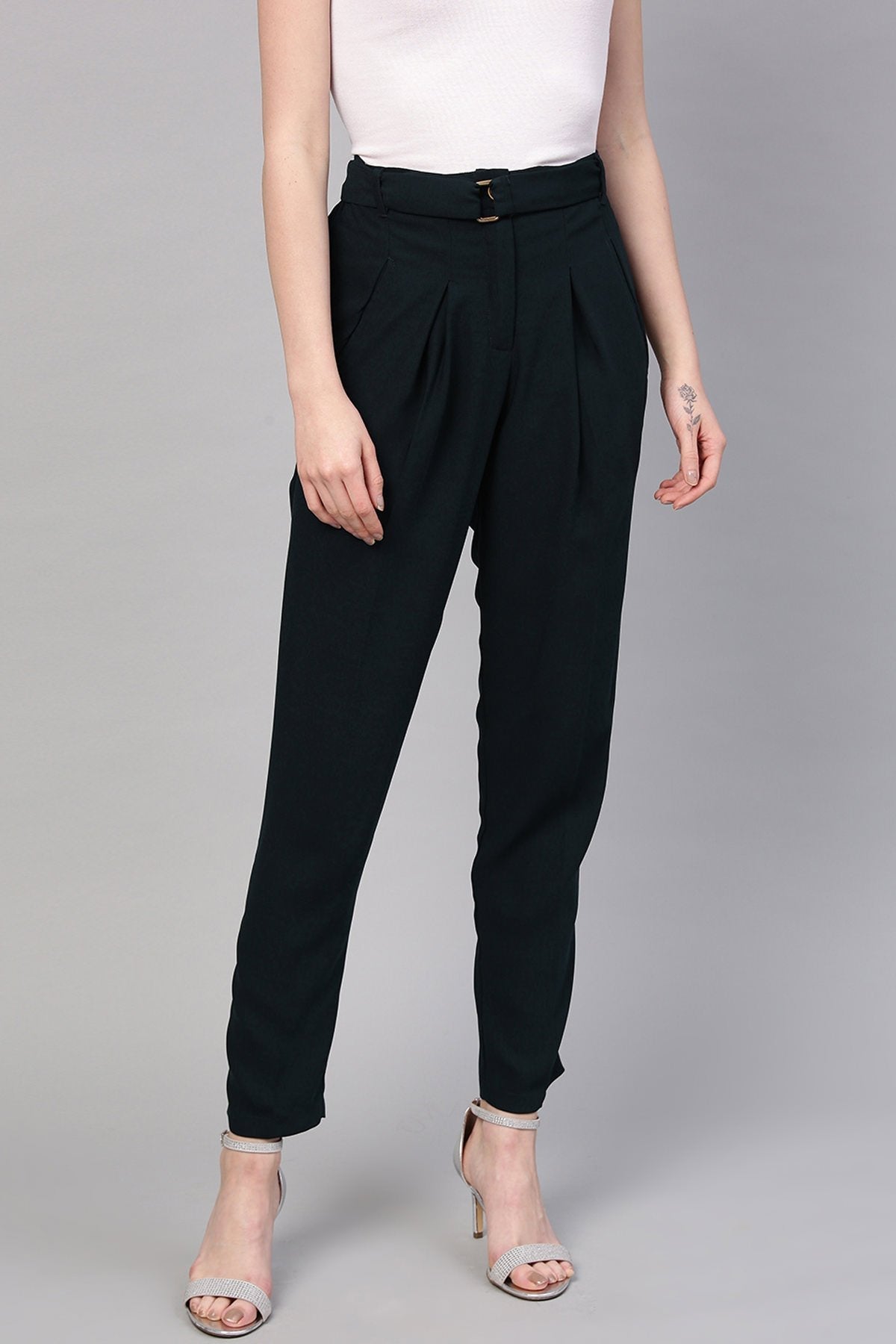 Women's Navy Tapered Pants - SASSAFRAS