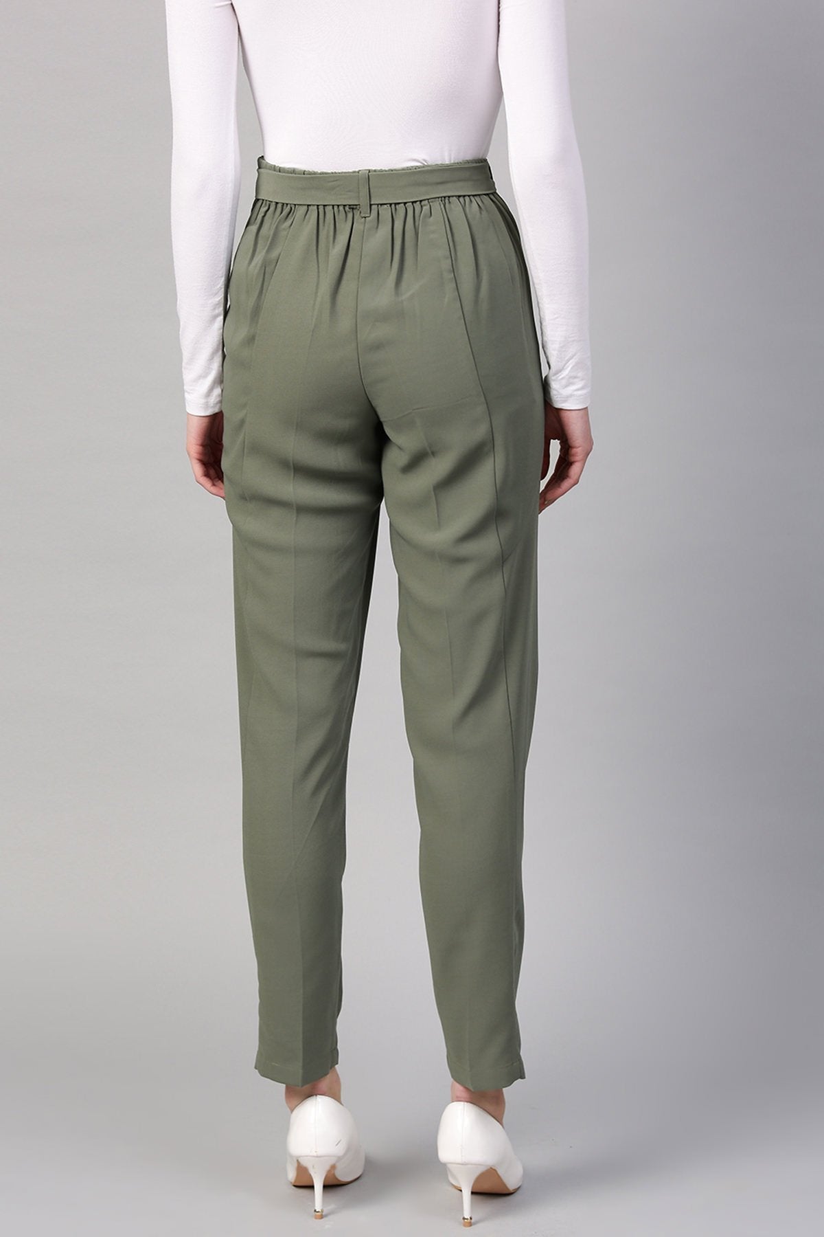 Women's Olive Tapered Pants - SASSAFRAS