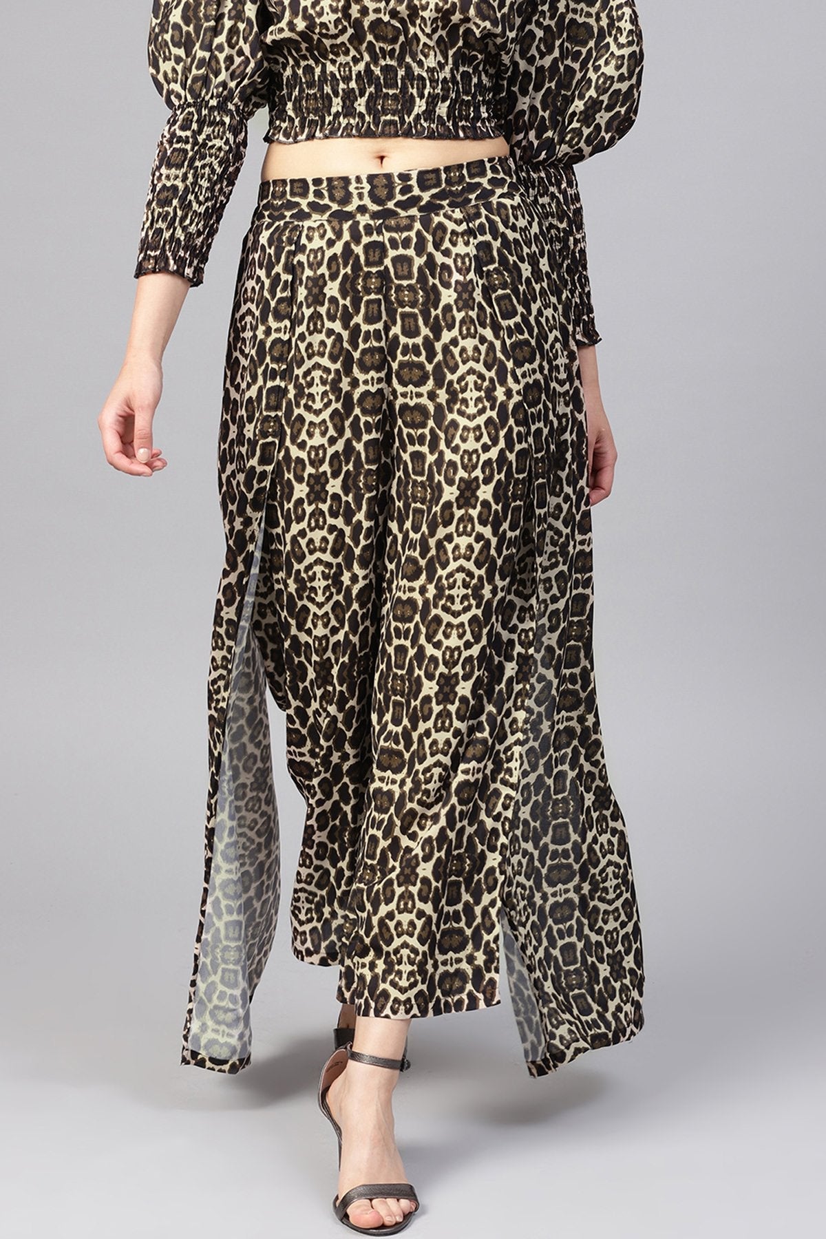 Women's Black Cheetah Palazzo Pants - SASSAFRAS