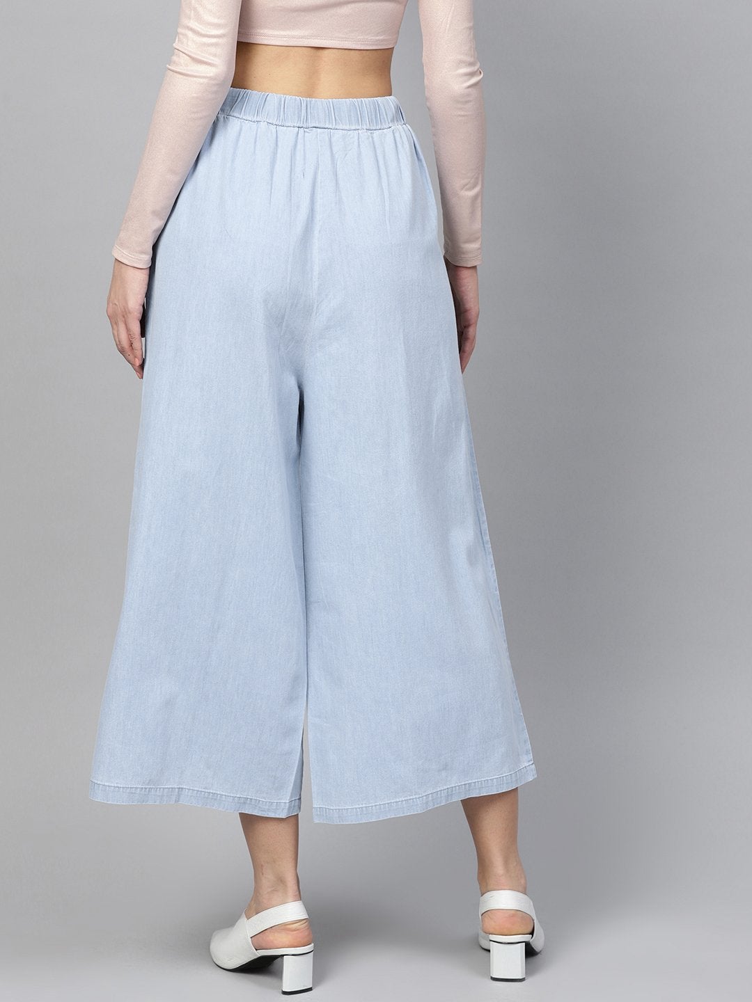 Women's Blue Denim Neon Drawstring Pants - SASSAFRAS