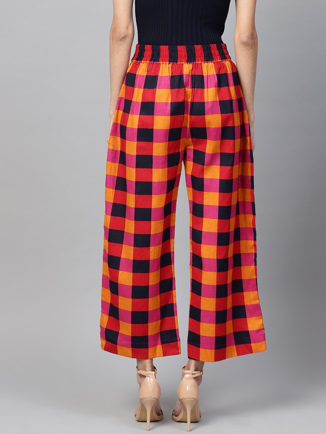 Women's Multi Check Pleated Pants - SASSAFRAS