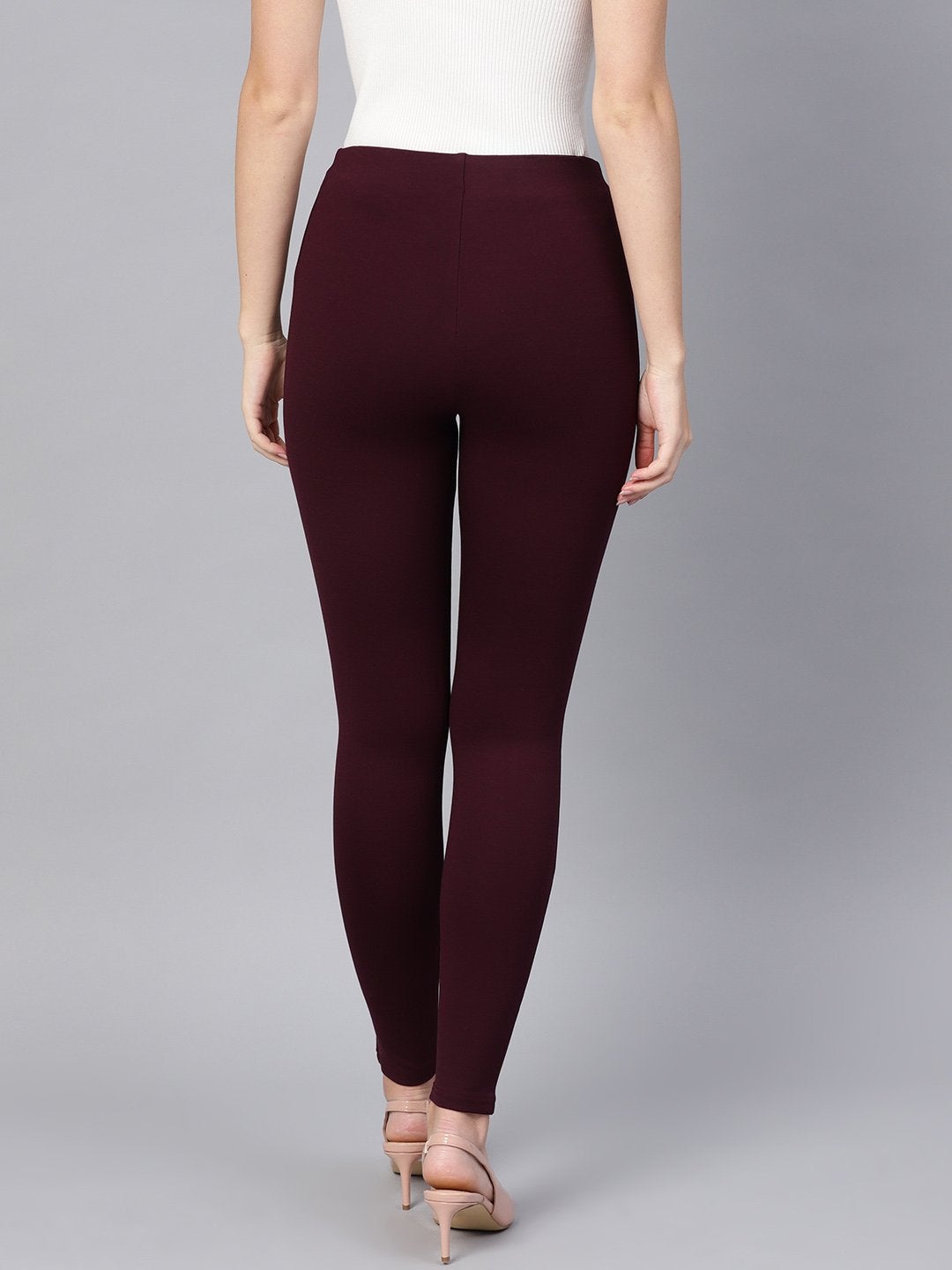 Women's Wine Knitted Slim Jeggings - SASSAFRAS