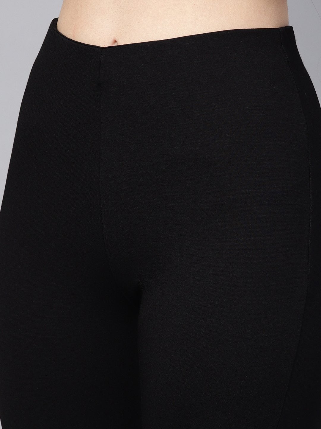 Women's Black Knitted Button Detail Jeggings - SASSAFRAS