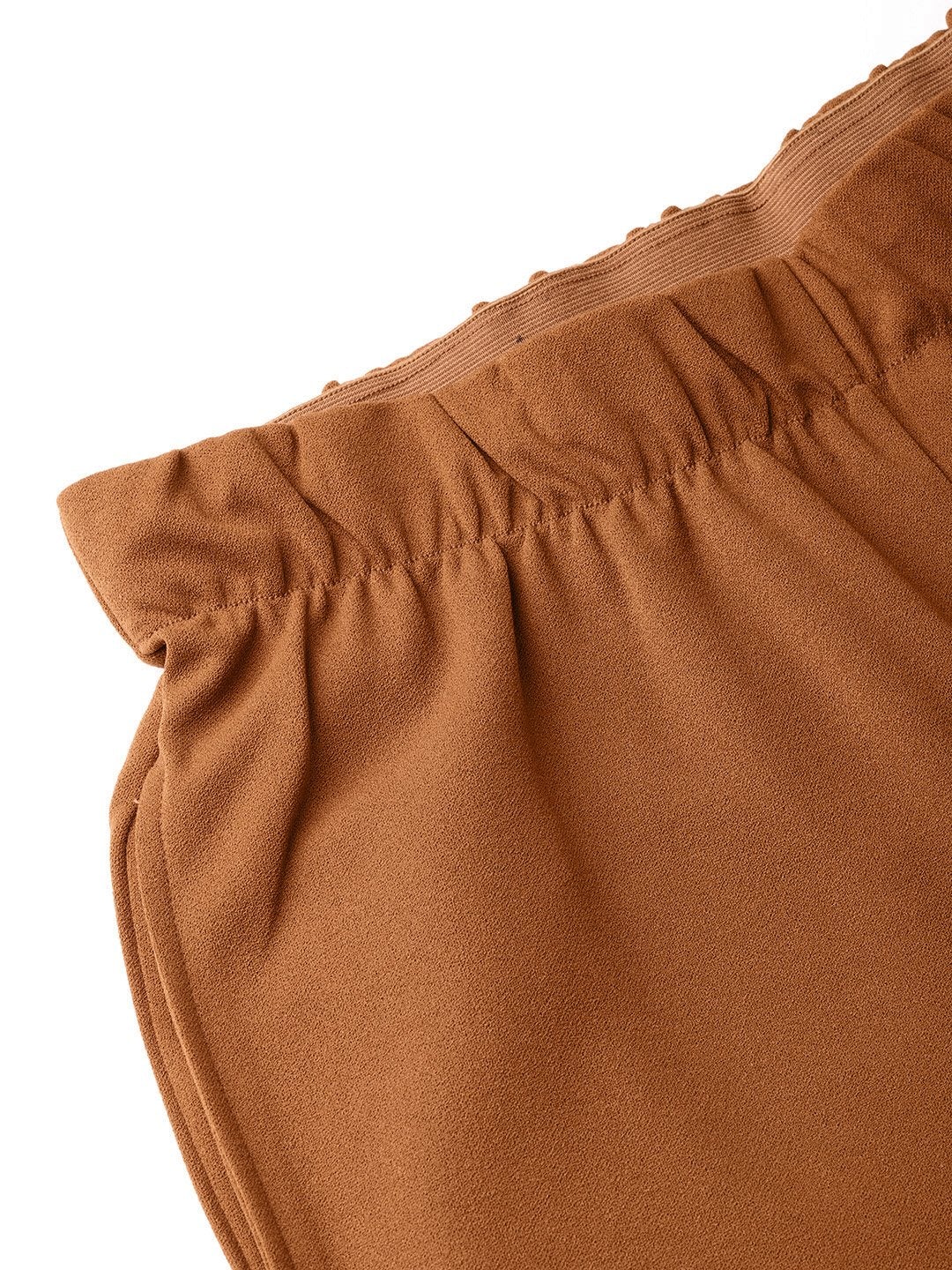 Women's Brown Inlay Pocket Palazzo Pants - SASSAFRAS